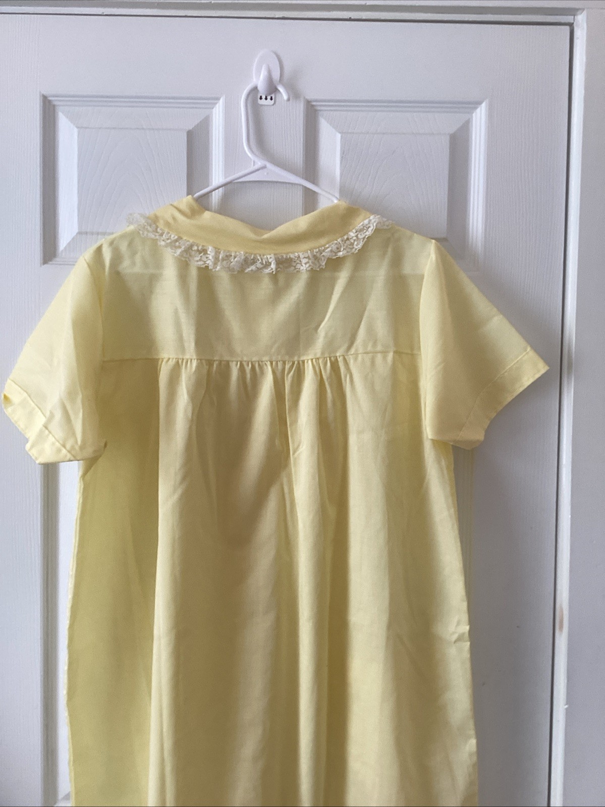 VTG Miss Fashion House Dress Yellow Lace L Peter Pan Collar Union Made USA