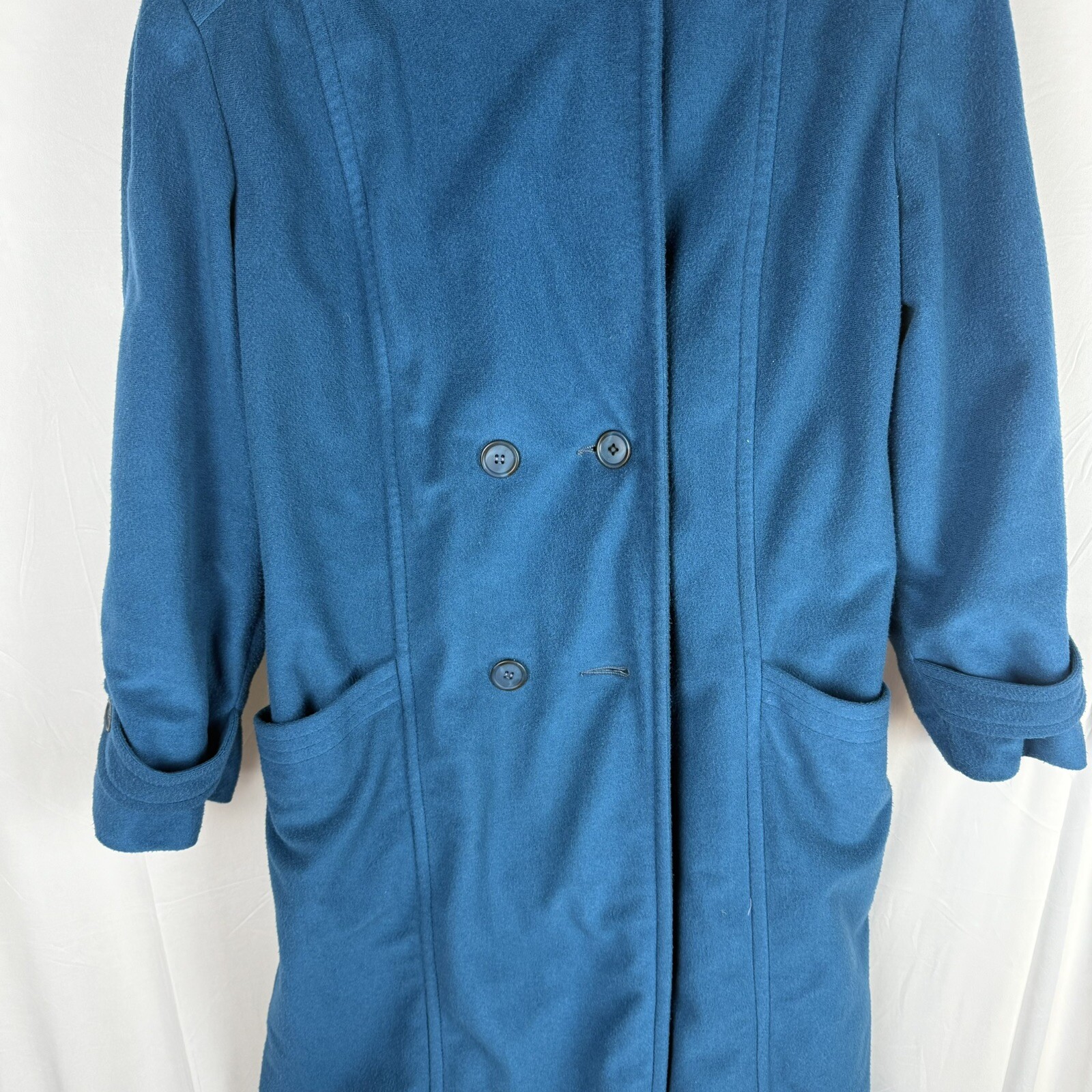 Vintage Kashmiracle by Wellington Made in USA Teal Long Coat 80’s Retro
