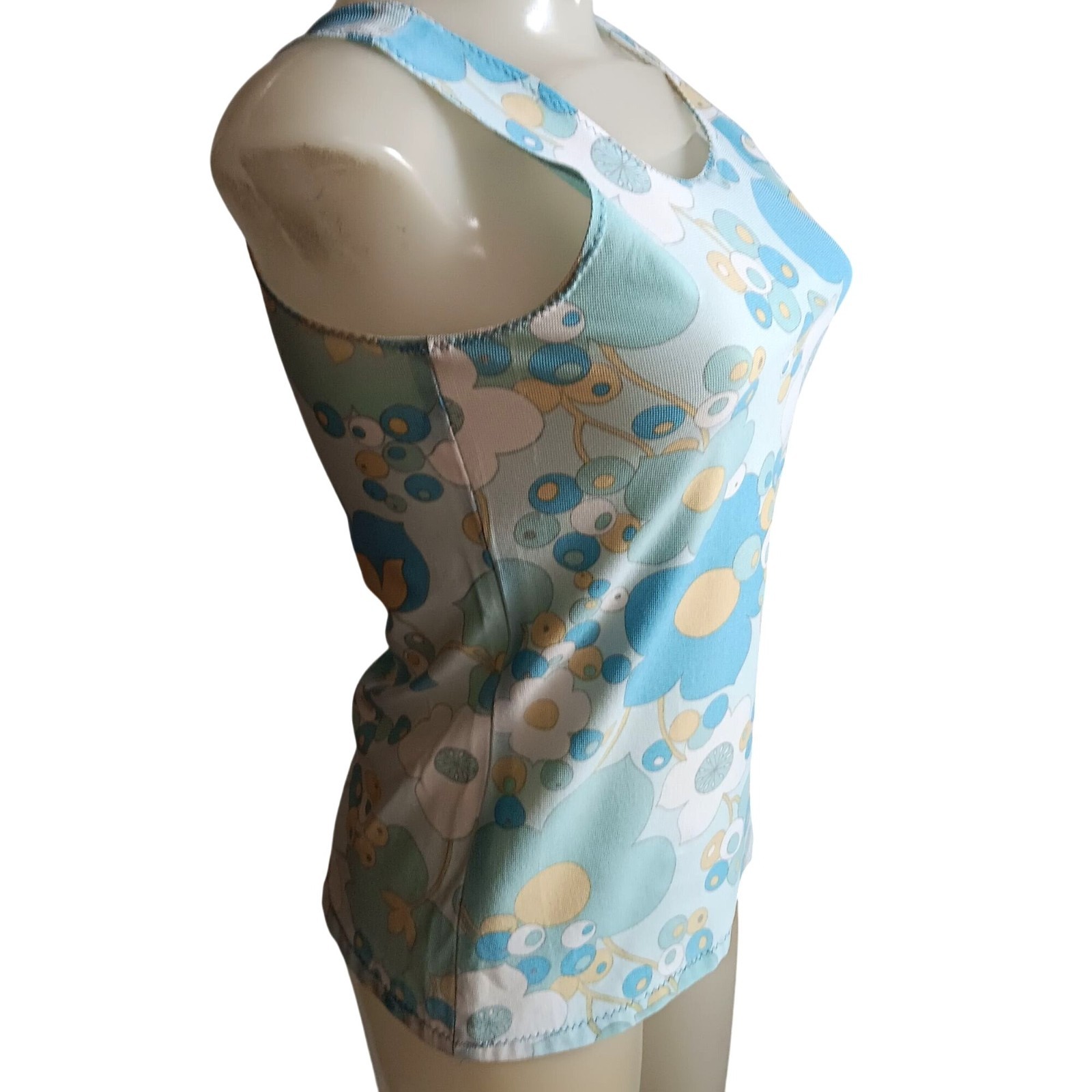 Stretch Knit Psychadelic Small Vintage Top 1960’s 1OF1 Handmade Flower Tank Top