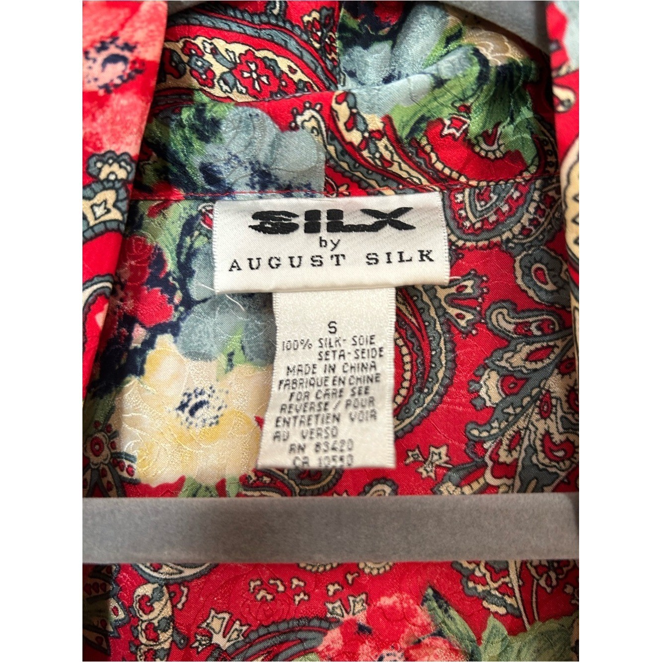 100% Silk Vintage august silk Floral Paisley Tie-Waist Mini Slip Dress & Robe
