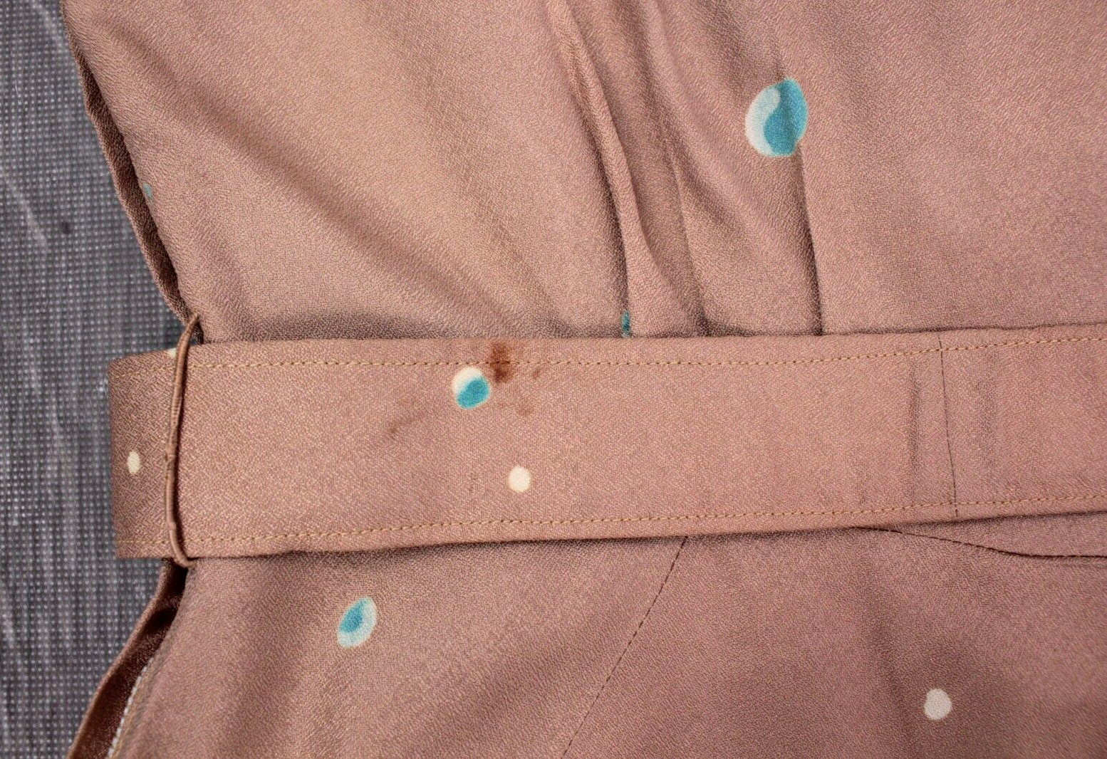 VTG Women’s 40s 50s Tan Silk Sleeveless Dress W/ Belt 1940s 1950s Sz S/M Pockets