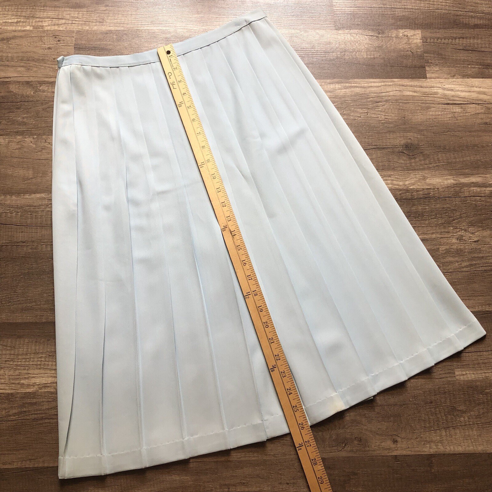 Vintage Carol Brent Pleated Polyester A Line Skirt Womens Small Baby Blue Skirt