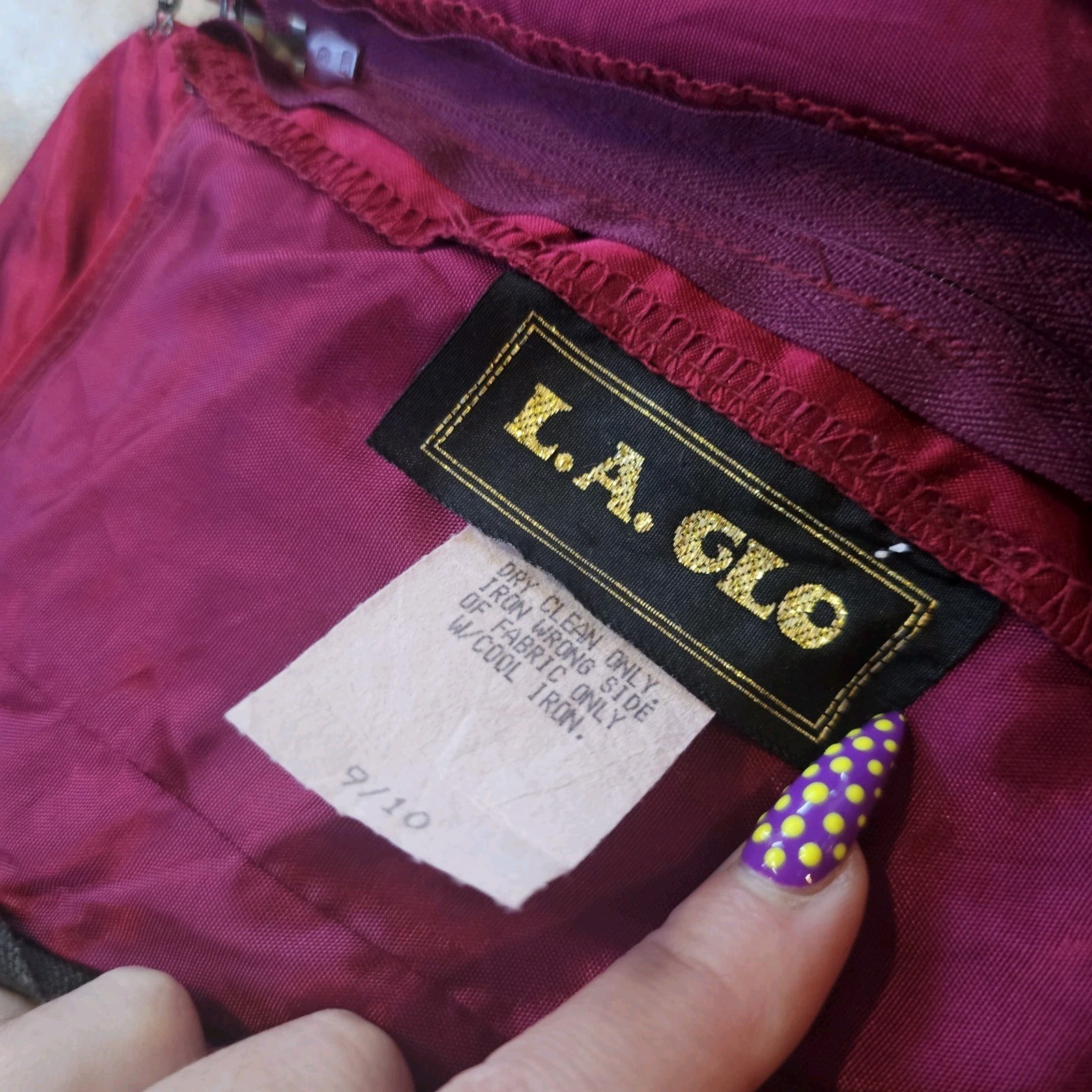 Vintage 80s Midi Dress L.A. Glow Red Acetate Size 9/10