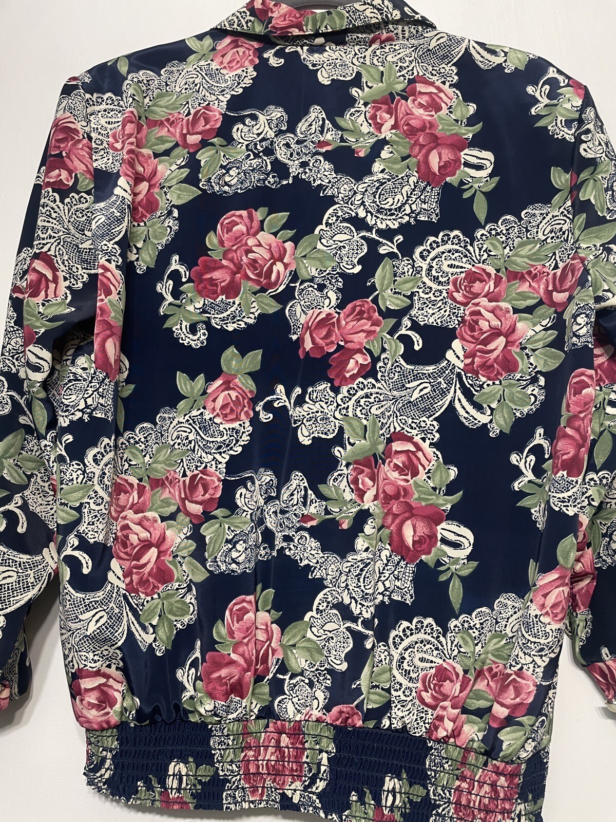 VINTAGE Copy Cats Woman Button Up Blouse Floral Rose Pattern Size 8
