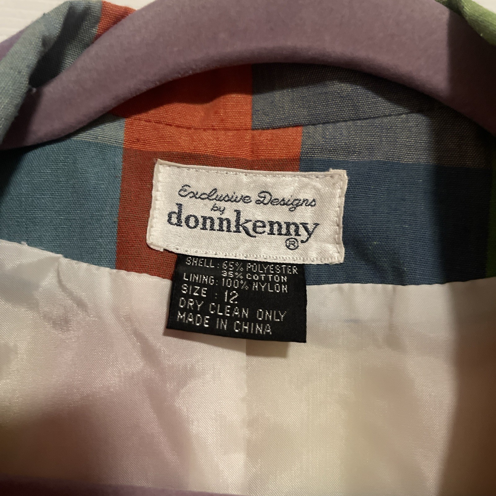 Vtg 70s 80s Donnkenny Rainbow Plaid Blazer Jacket Women Size 12 Pastel Check Lin