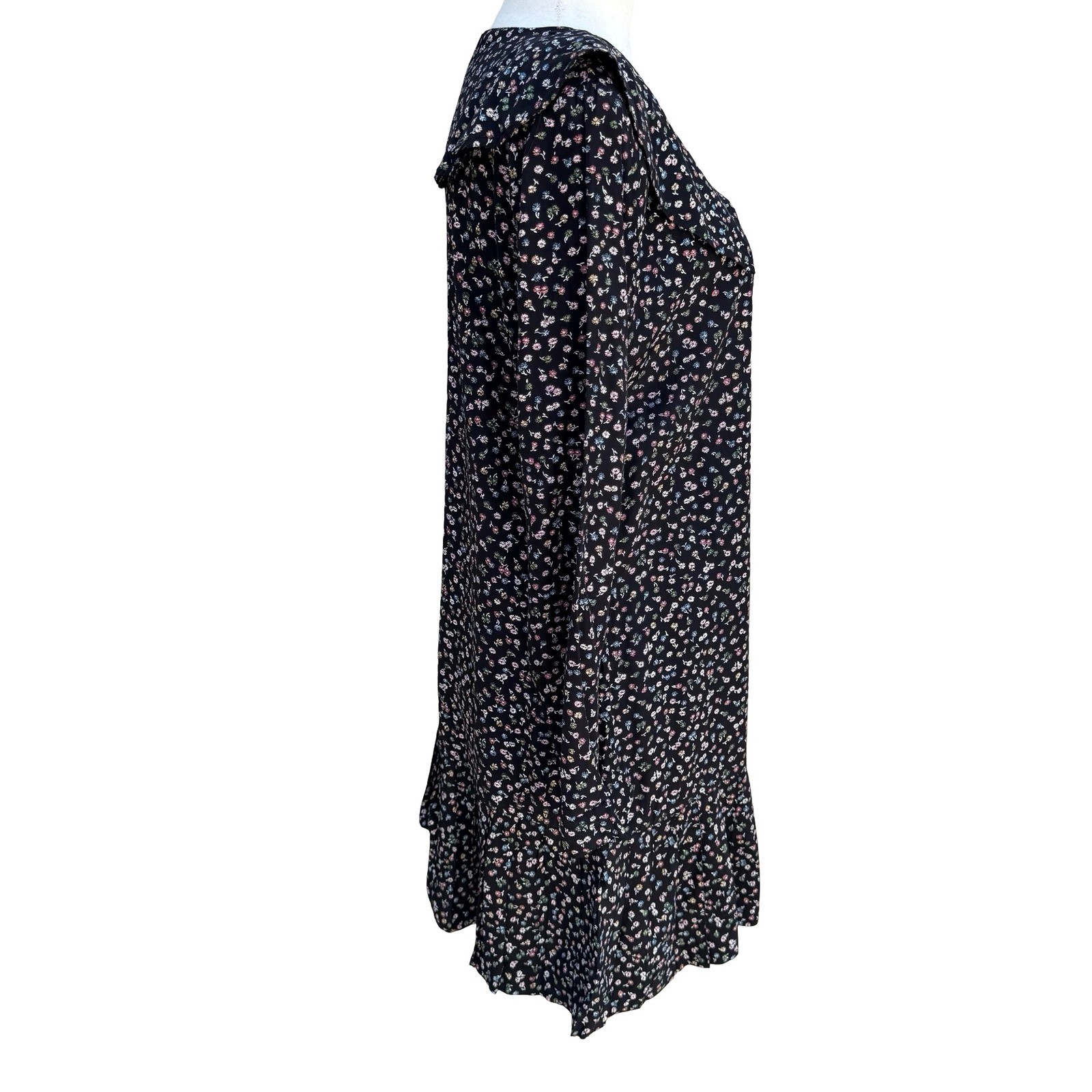 Rampage Vintage Black Ditsy Floral Drop Waist Mini Dress 90s Goth Grunge Size 11