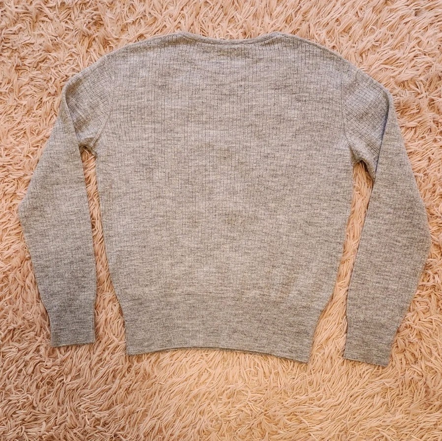 COURREGES Vintage 1970’s Logo Ribbed Sweater Gray S