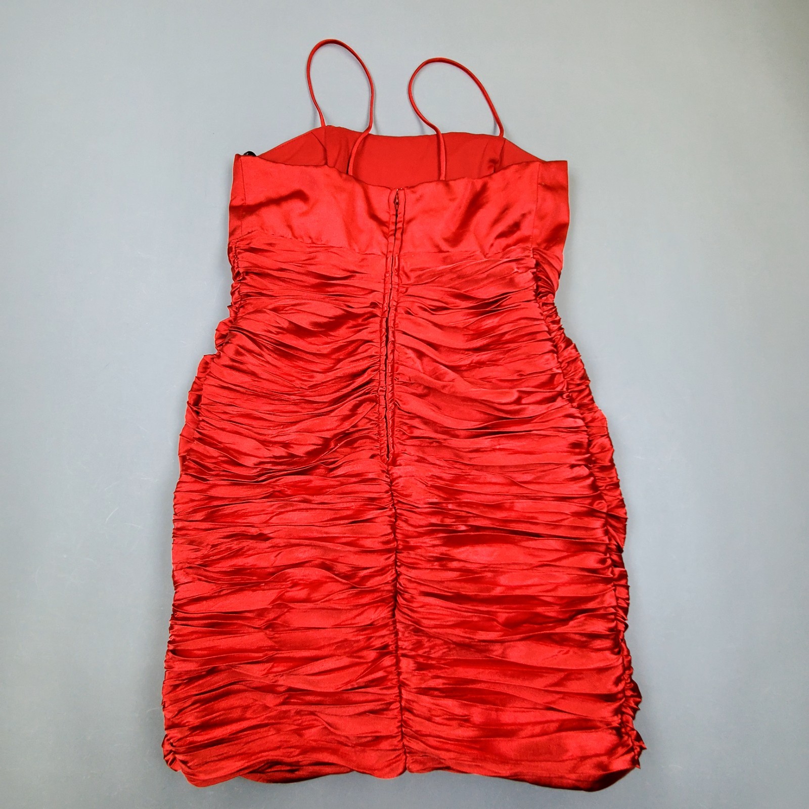 VTG 80s Eureka Red Mini Empire Ruched Shelf Bust Bandage Party Cocktail Dress