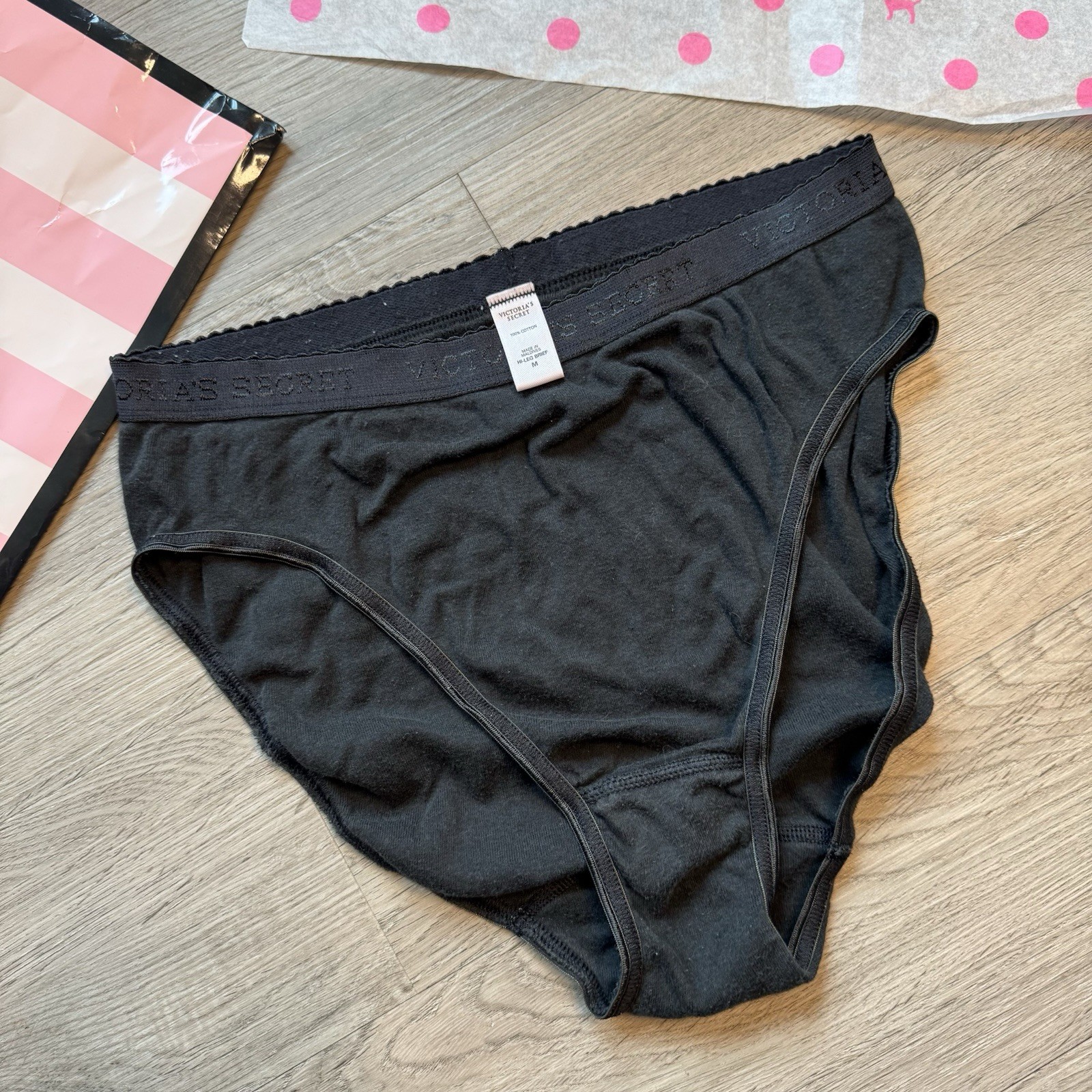 True Vintage Y2k Victoria’s Secret Hi Leg Brief Panty Signature Logo Sz Med