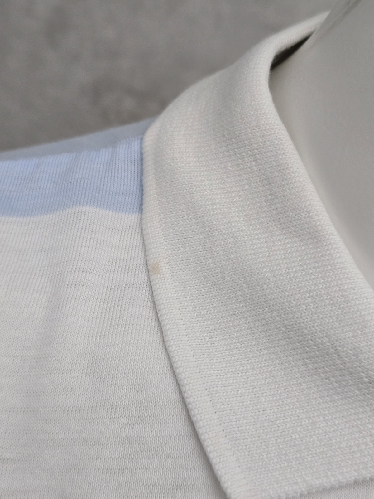 Vintage Energie Blue White Striped Polo Top High Low Hem Size L 80s Preppy