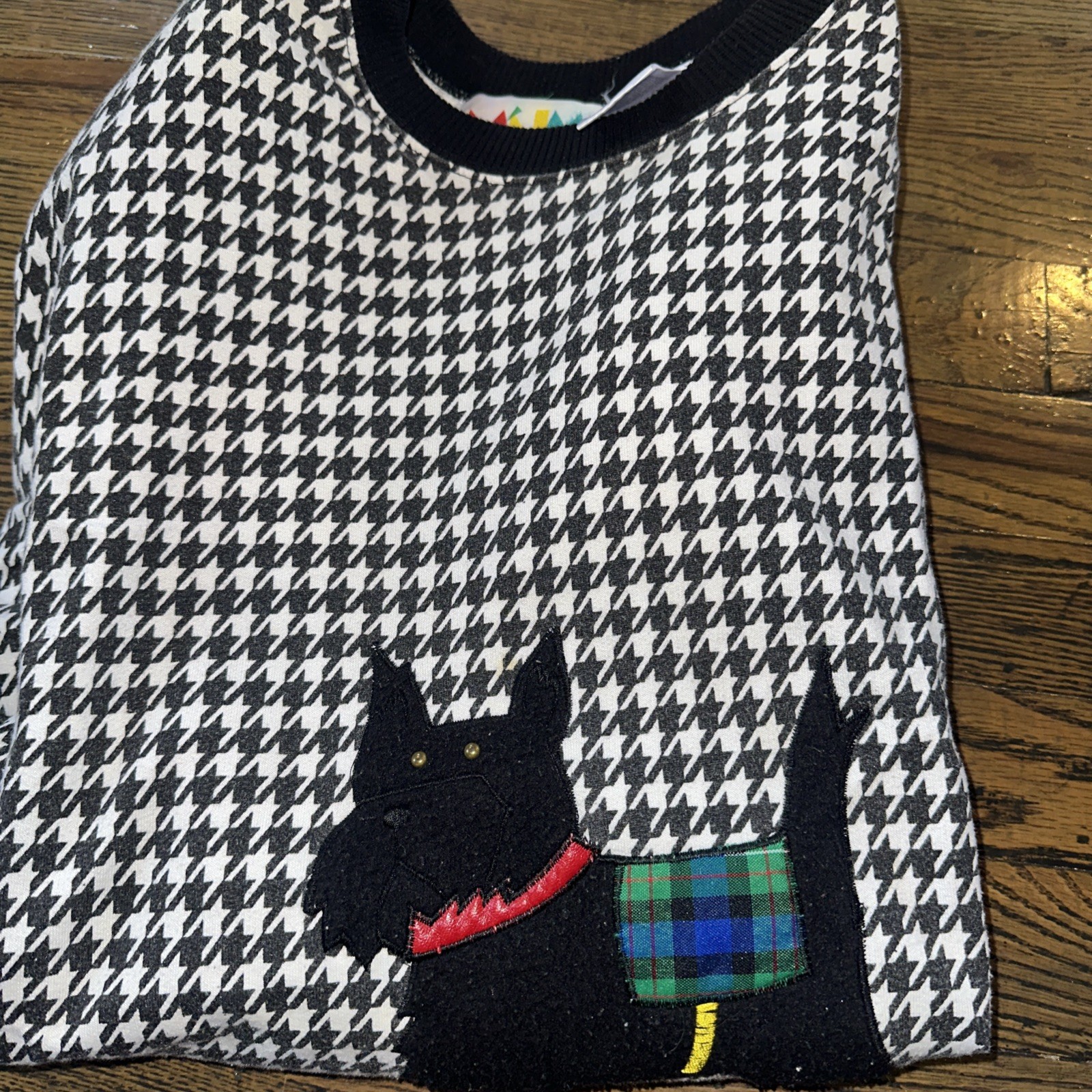 Vtg Marcy ‘N Me II~By Patrick Lee Scotty Dog~Houndstooth Top~large