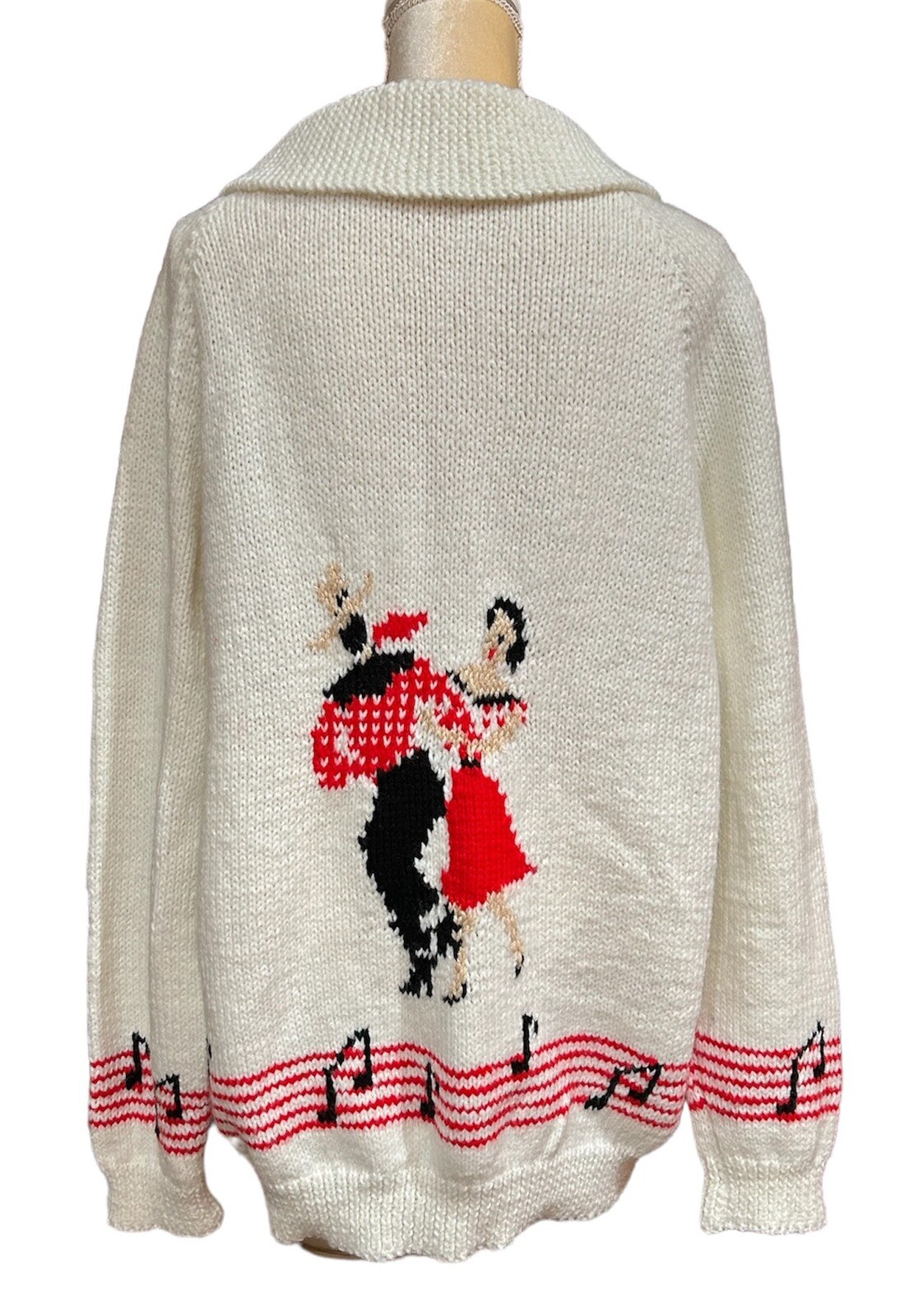 Hand Knit Cowichan Sweater Square Swing Dance 50s Style Full Zip Sz XL ? *READ