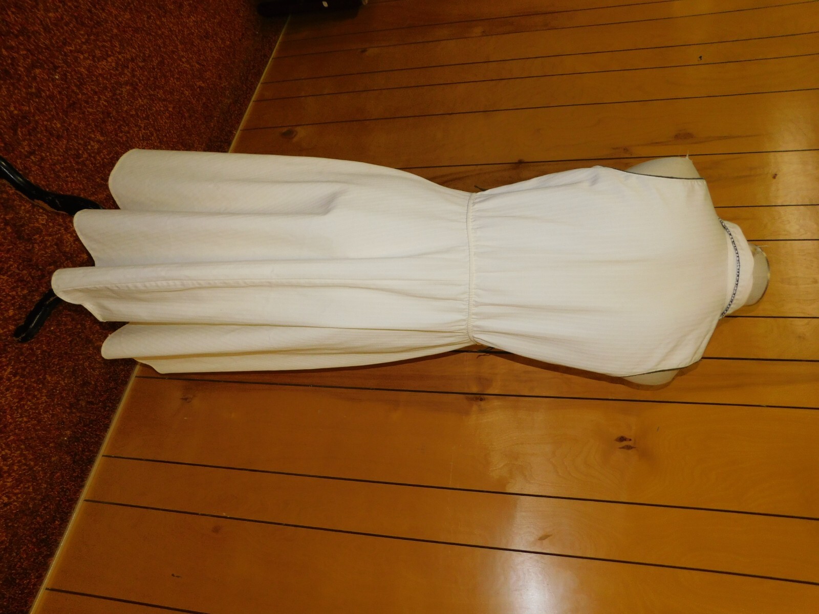 Vintage 50’s JAN SUE White Cream w/ Black Cotton Day Dress Waist 34″*