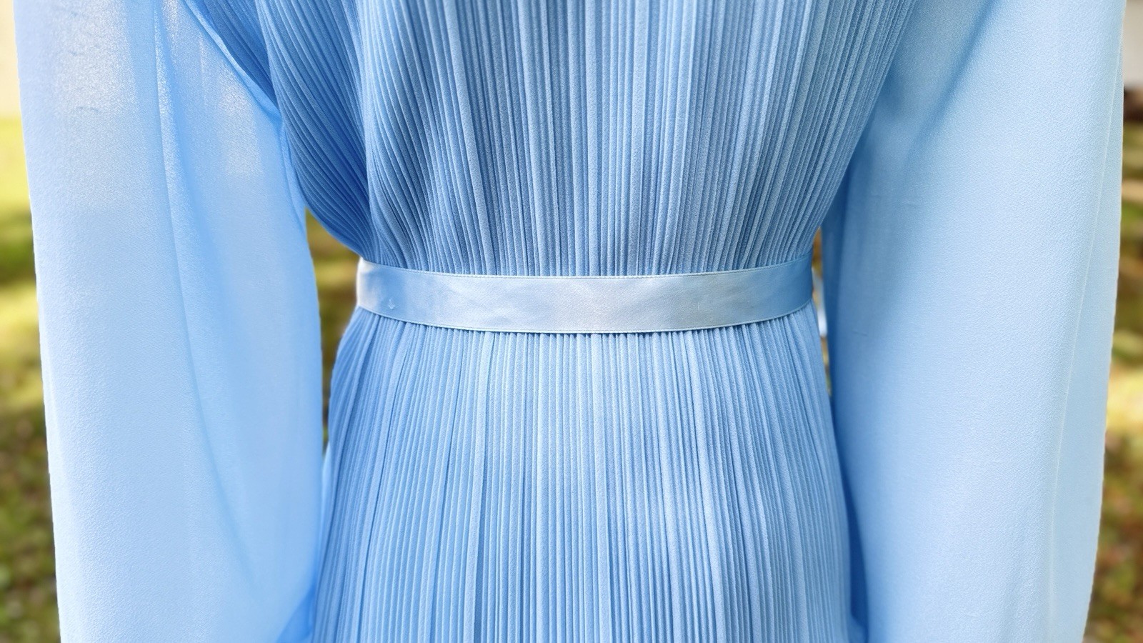 Cotagecore Vintage Gen X Baby Blue Ladies Ruffle Dress Size 12-14 Large Easter