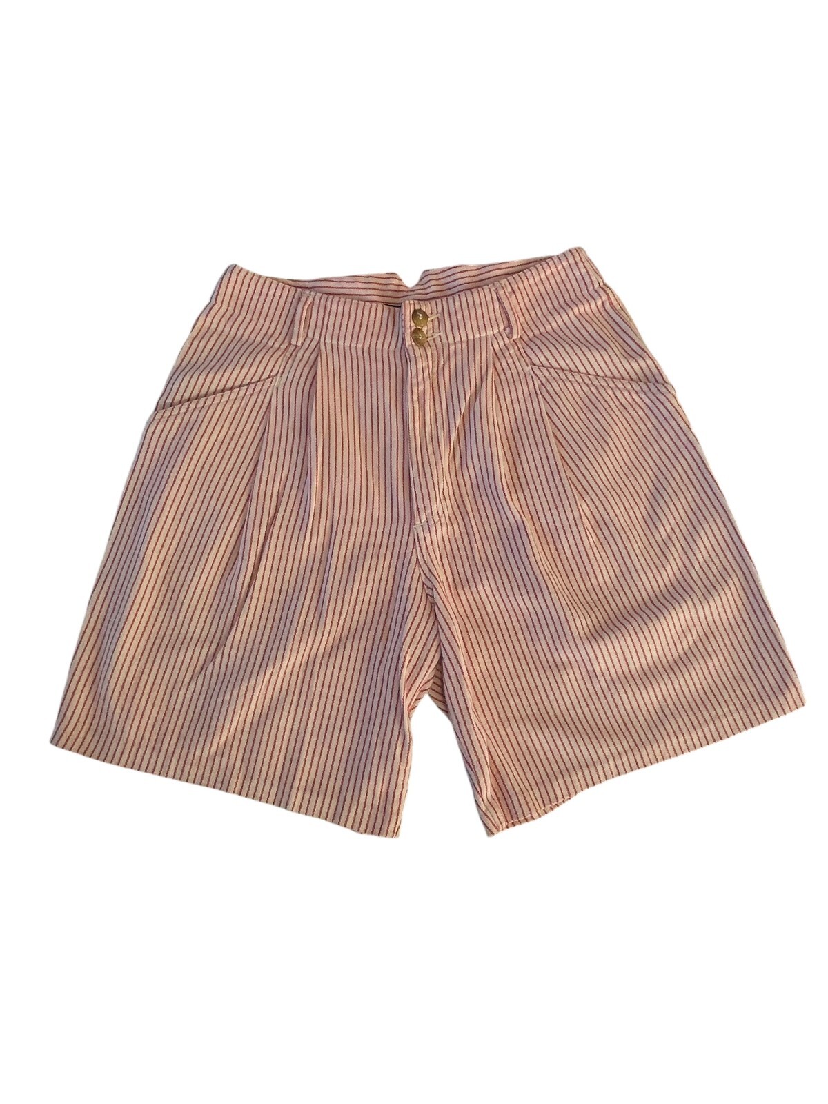 VINTAGE Lizwear by Liz Claiborne Pink Red Striped High Rise Shorts 10 USA