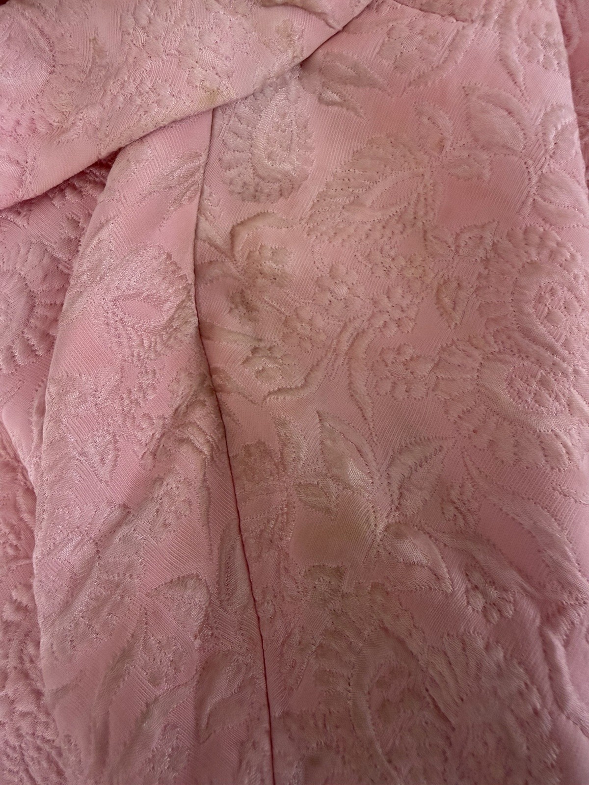 Vintage 60’s Floral Matelassé Swing Coat MCM Textured Mod Lined Bubblegum Pink