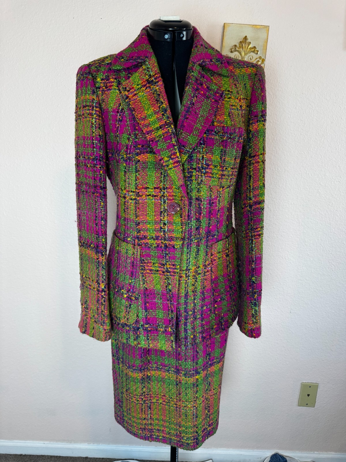 Vintage Bazar Christian LaCroix Sz 40FR Multicolor Wool Blend Blazer and Skirt