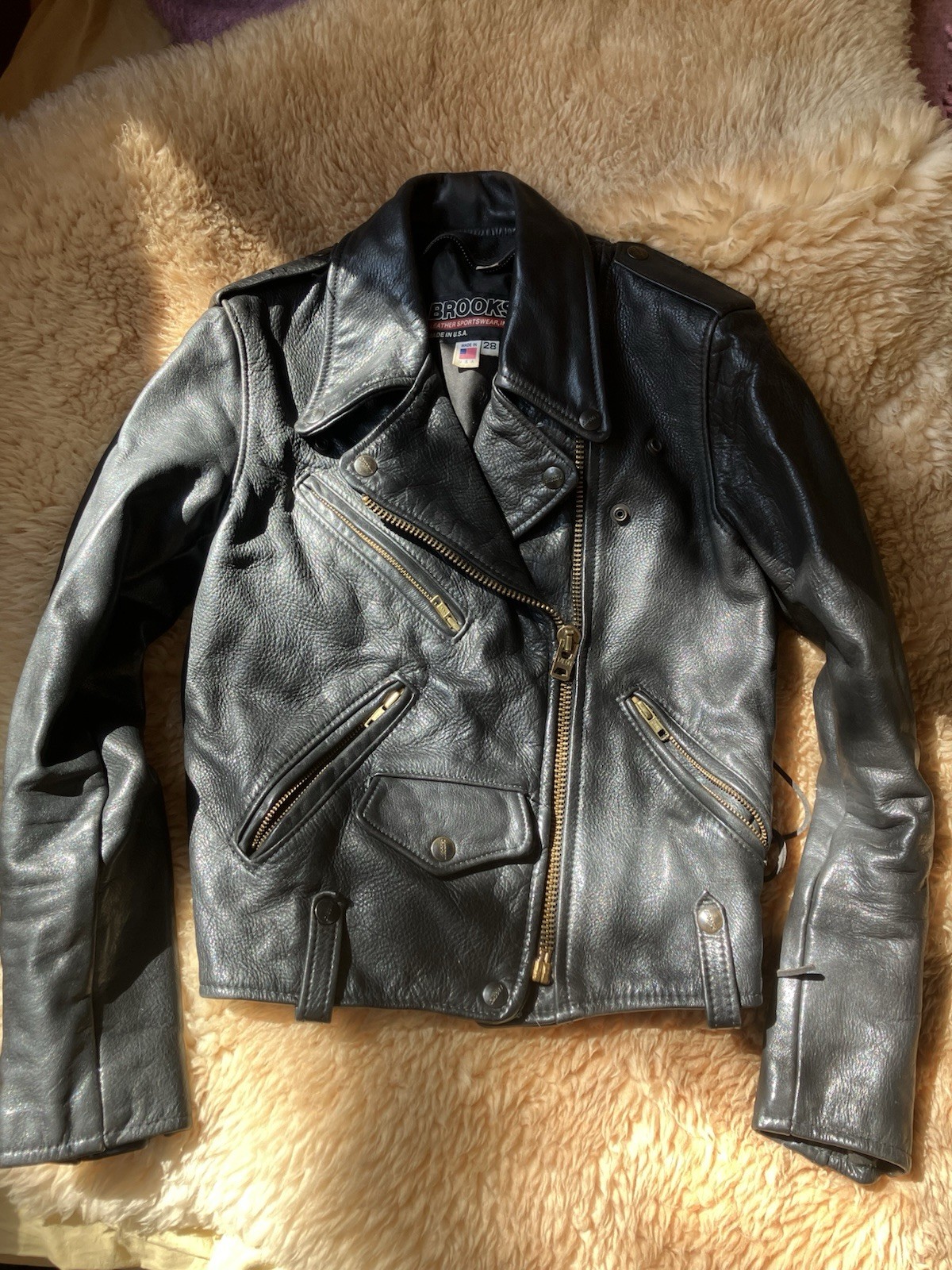Vintage Brooks Leather Jacket Biker Motorcycle Women’s 28 XS S Perfect Fit