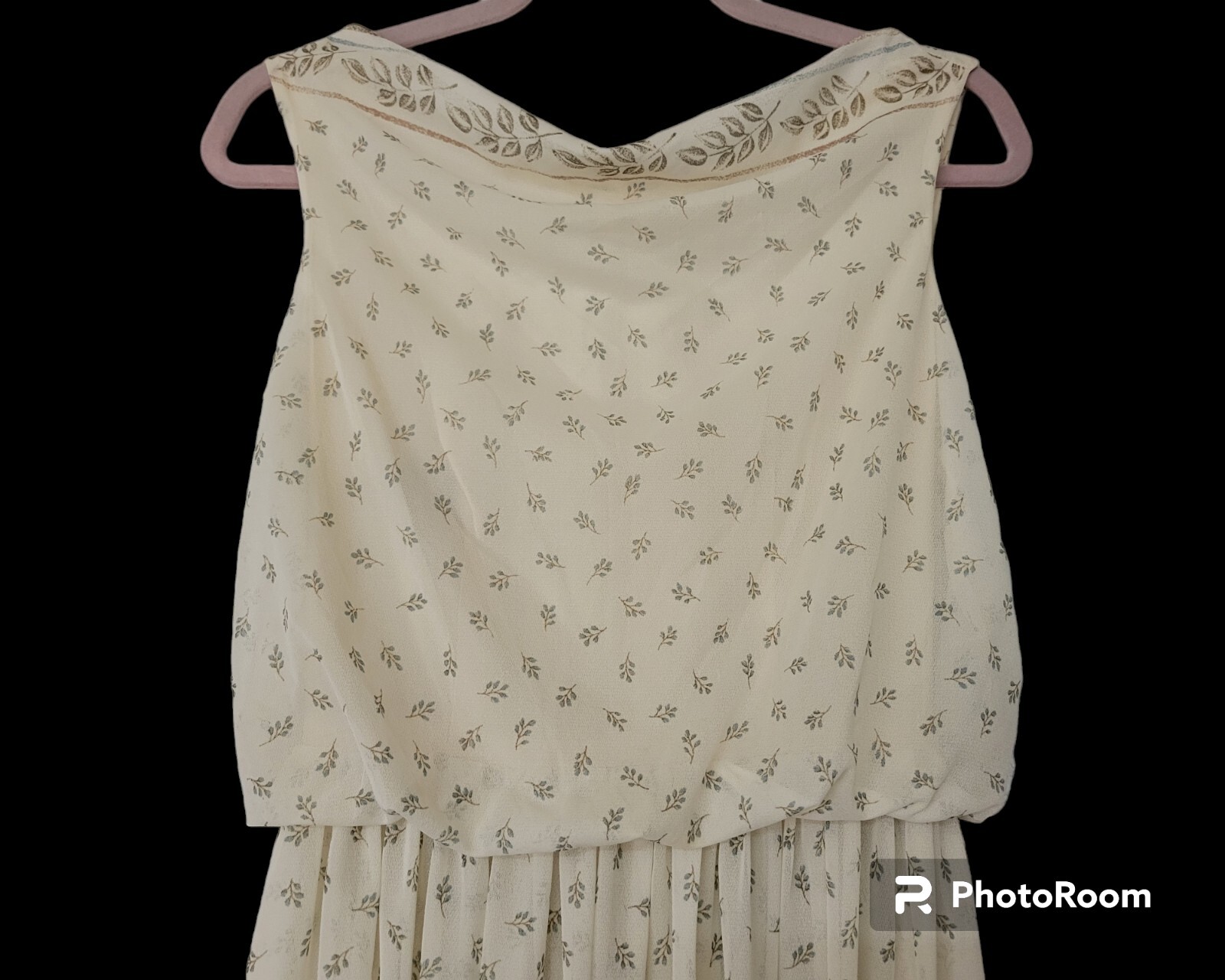 Vtg 60s Spring Dress Floral Sleeveless Size Small Ivory