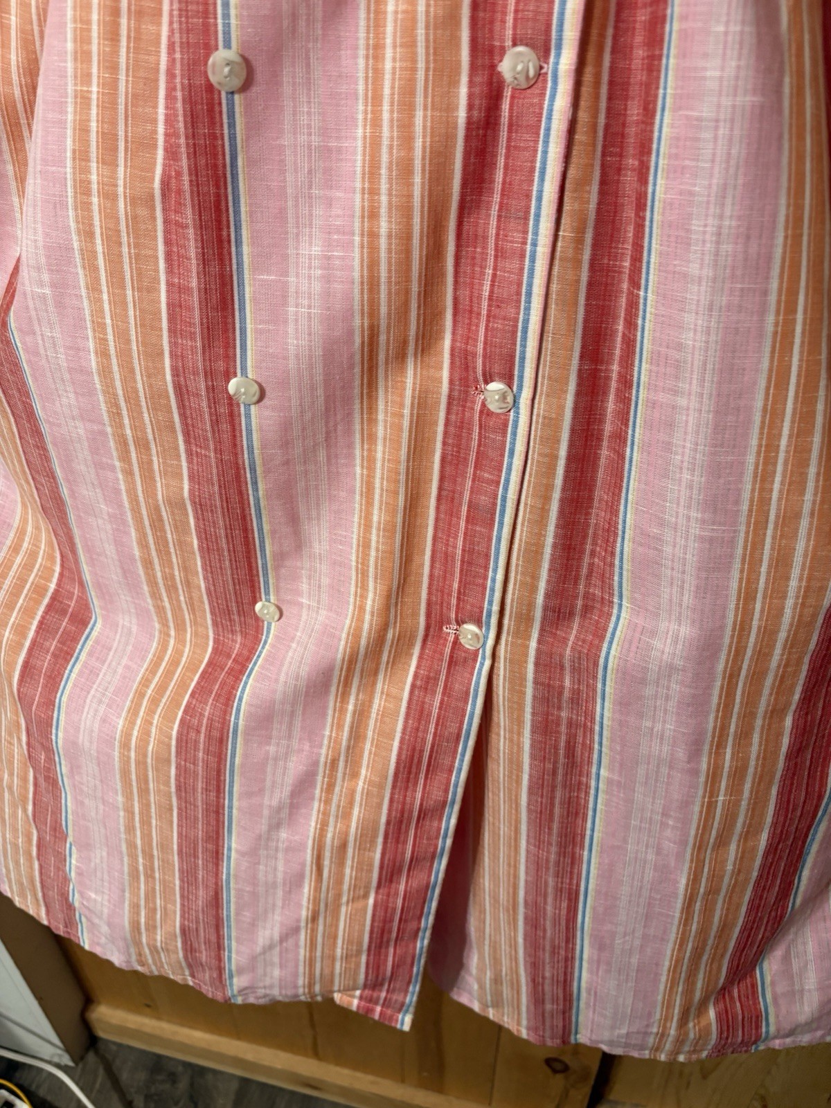 VTG Gianfranco Firenze Women’s Sz S Collared 50s Style Striped Maxi Dress Pink