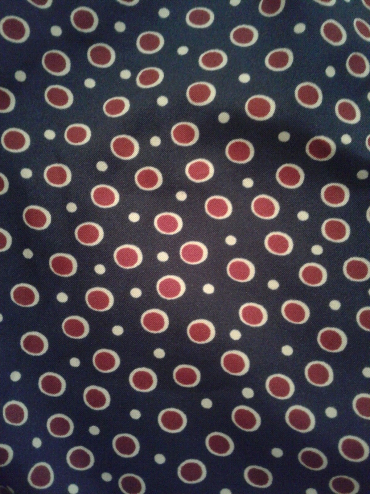 Womens Vintage BLOUSE THREE FLAGGS Navy and Red Polka Dot Pattern 21.25 Bust