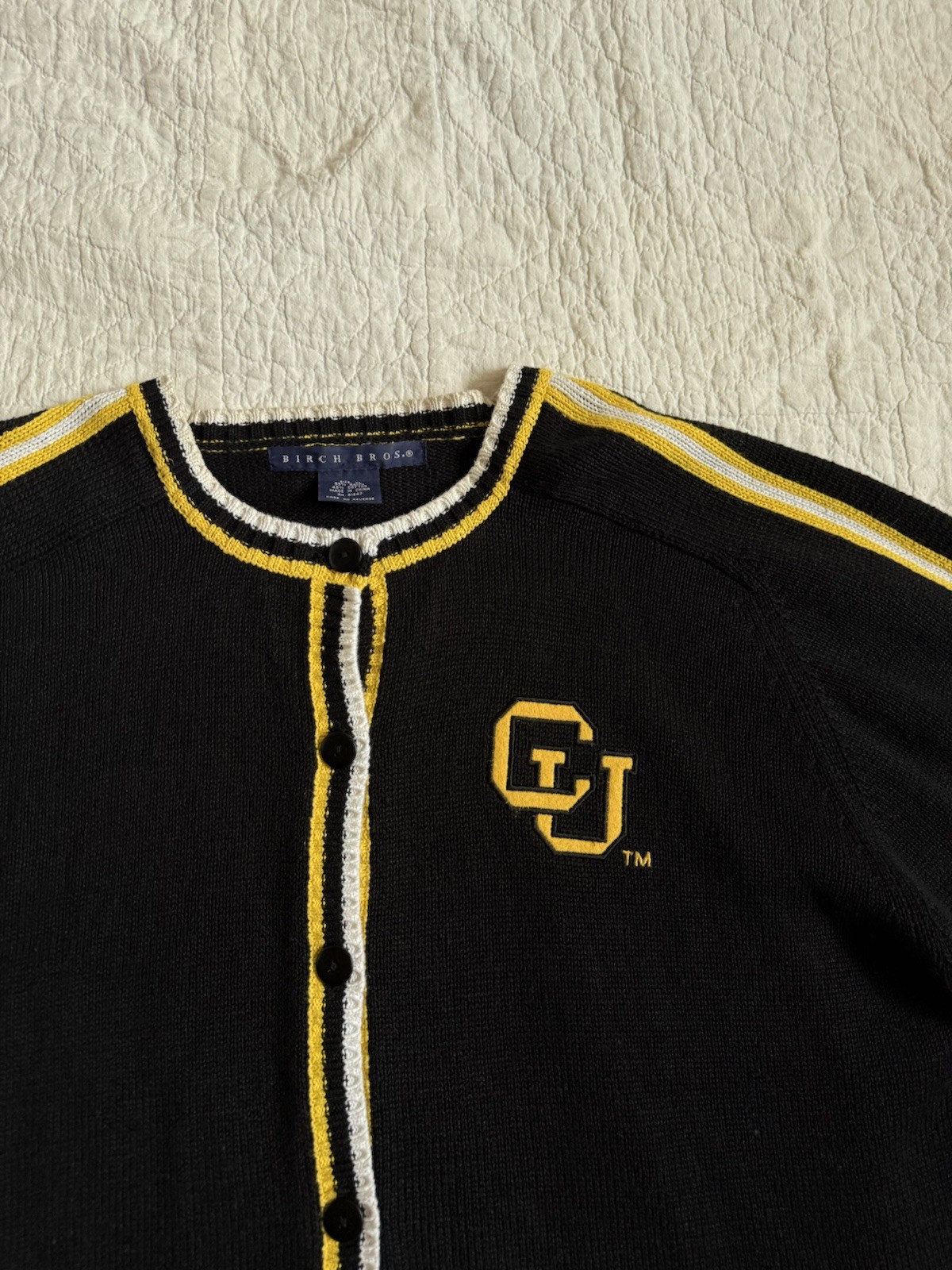 Vintage Birch Bros University Of Colorado Cardigan Sweater Knit Embroidered XL