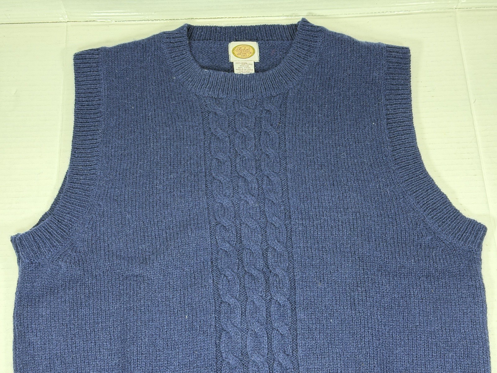Vintage Picket and Post Sweater Vest Womens Size Medium 100% Wool Blue Made USA