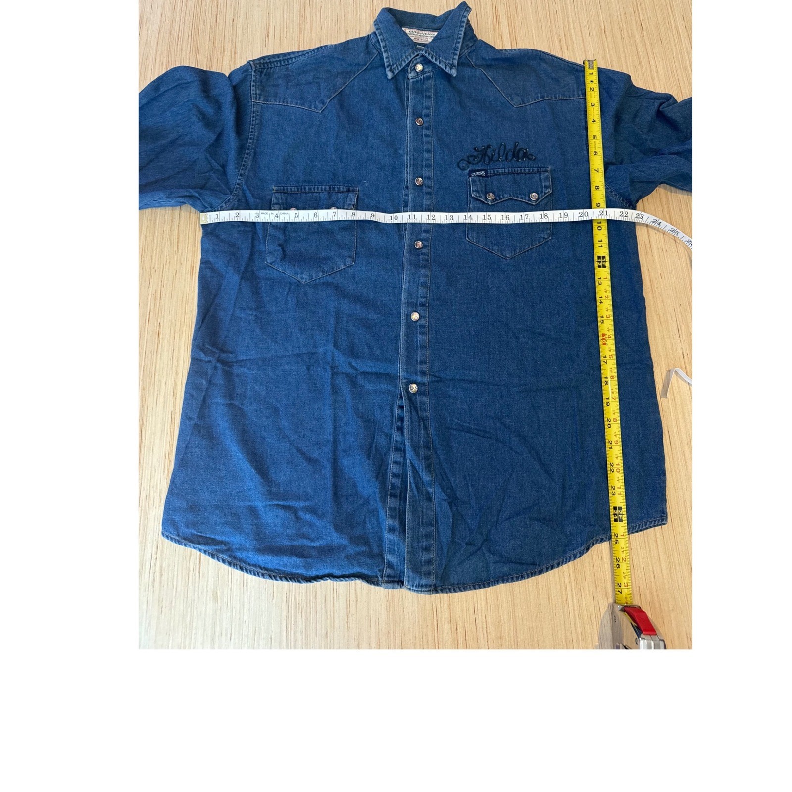 Vintage Guess Georges Marciano Denim Western Shirt 1990 Sturgis 50th Eagle 38