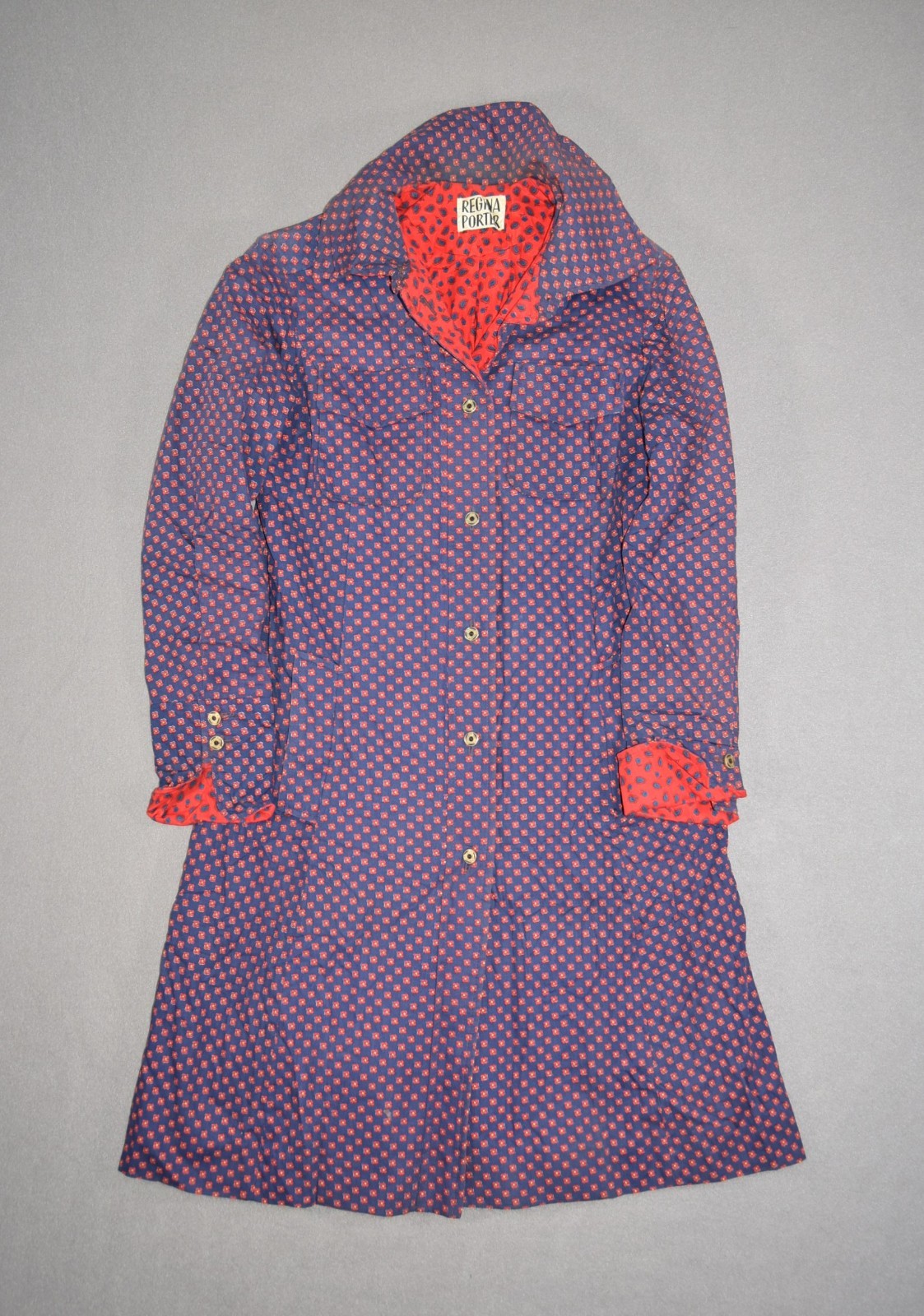 Vintage Regina Porter Dress Womens Small Blue Floral Paisley House Day 70s
