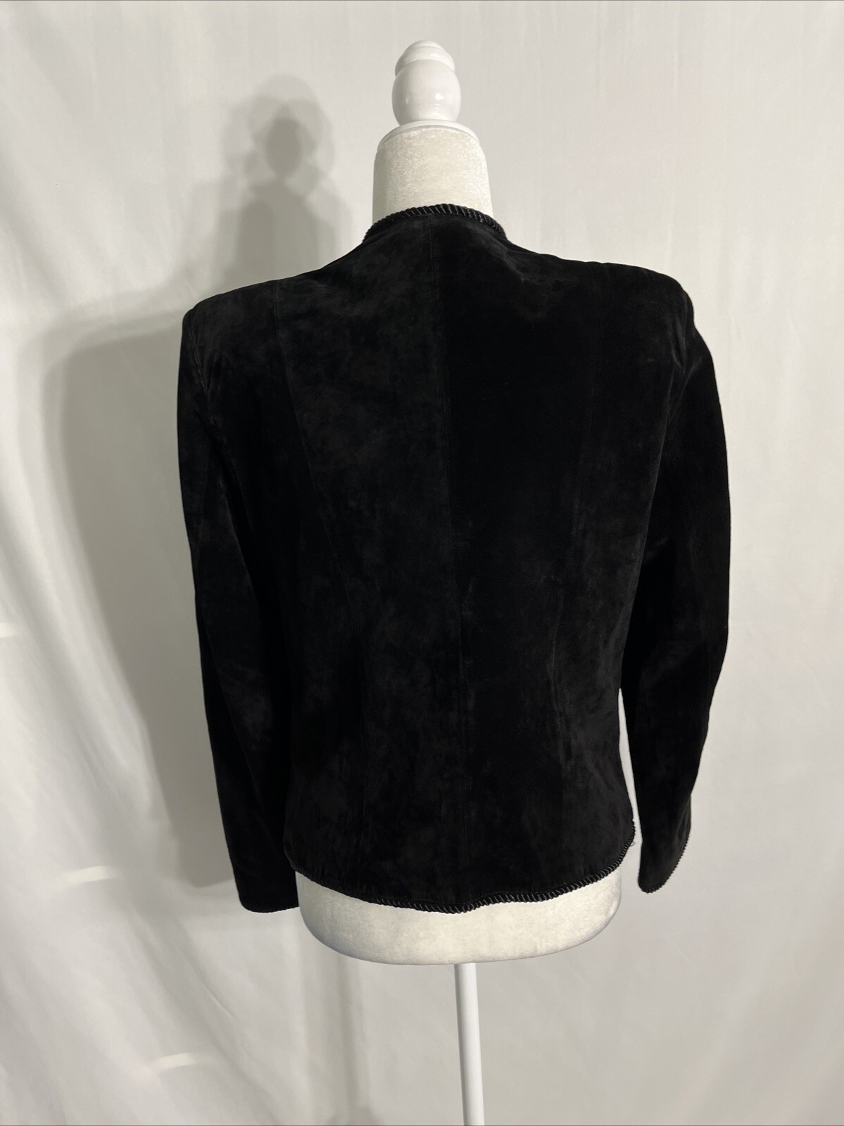 Vtg Evan Davies Suede Button Front „Chanel Old Money” Look Jacket Black Sz 6