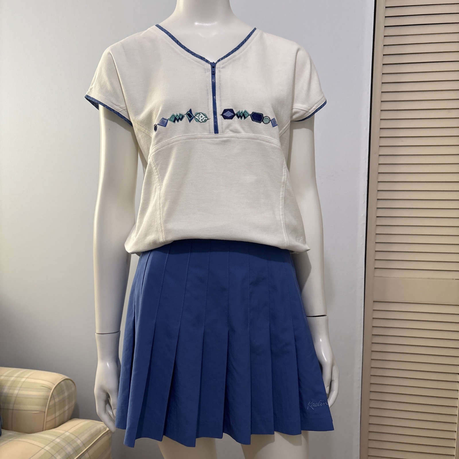 RARE Vtg 90s Kaelin 2 pc Pleated Tennis/golf Skirt & Shirt Set Sz S
