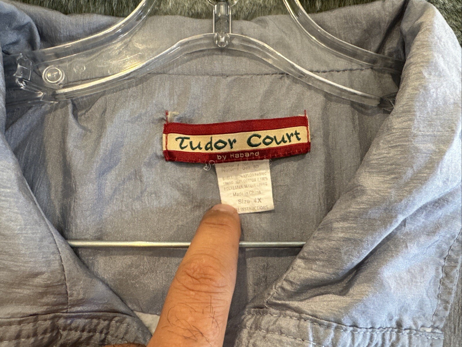 Vintage Metallic Silver bomber Jacket Windbreaker TUDOR COURT by HABAND, size 4X