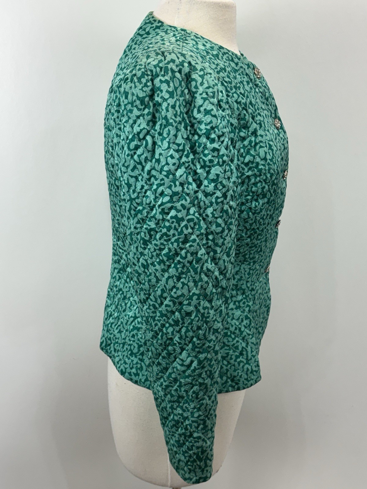 Vtg Rickie Freeman For Teri Jon 3 Pc Midi Skirt Set 8 Silk Quilted Jacket Scarf