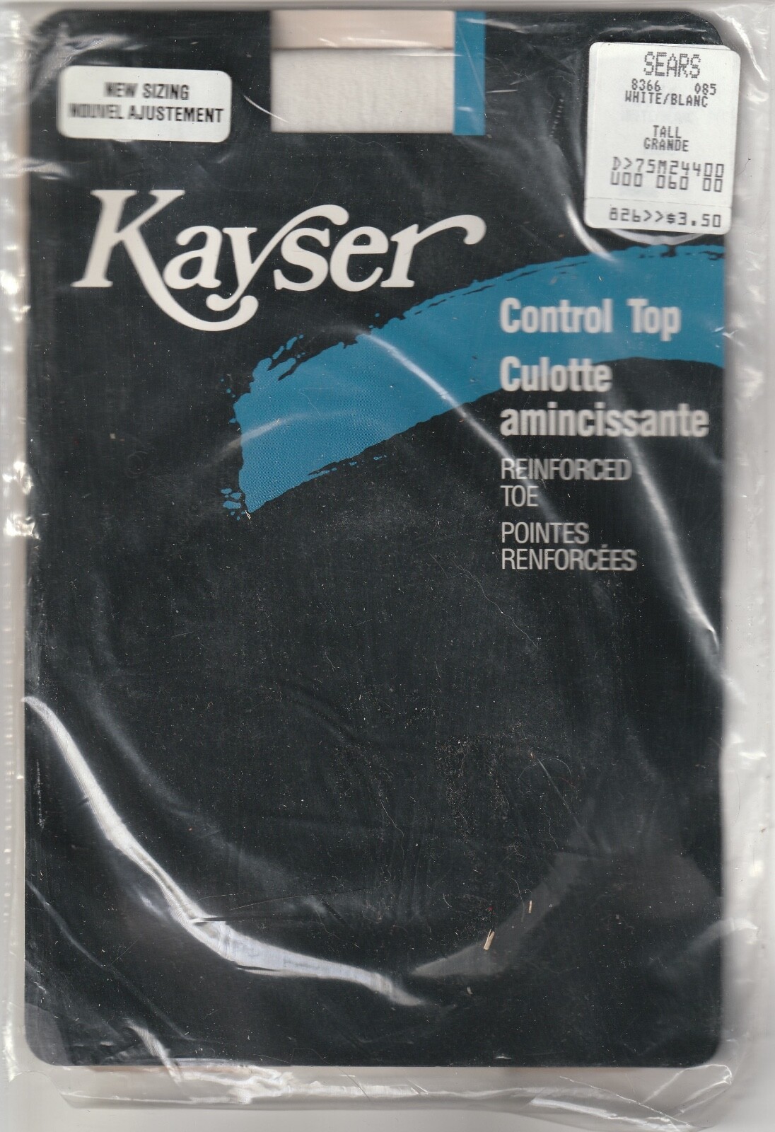 Vintage Kayser Control Top Pantyhose Reinforced Toe 80’s Size Tall 165-173lbs.