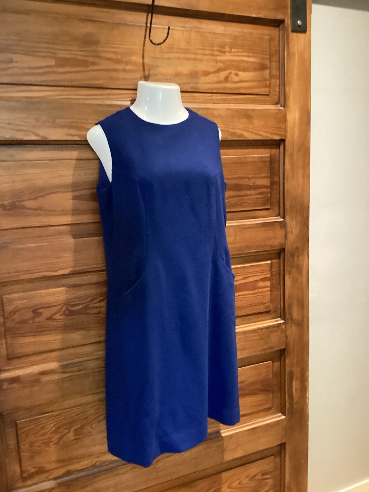 Vintage Majestic Blue Sleeveless Shift Dress Sz 18 Mod Gogo