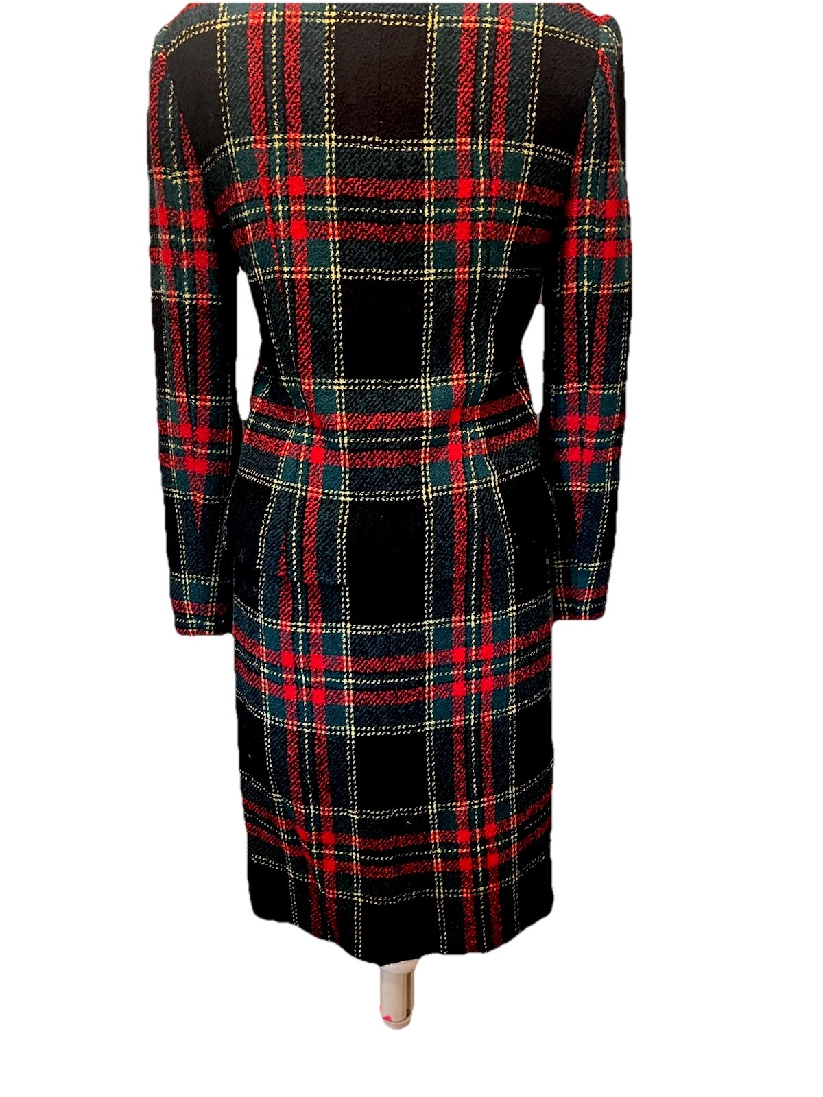 Peggy Jennings Vintage Skirt Suit — Black, Red, Green, Yellow Plaid –Tailored
