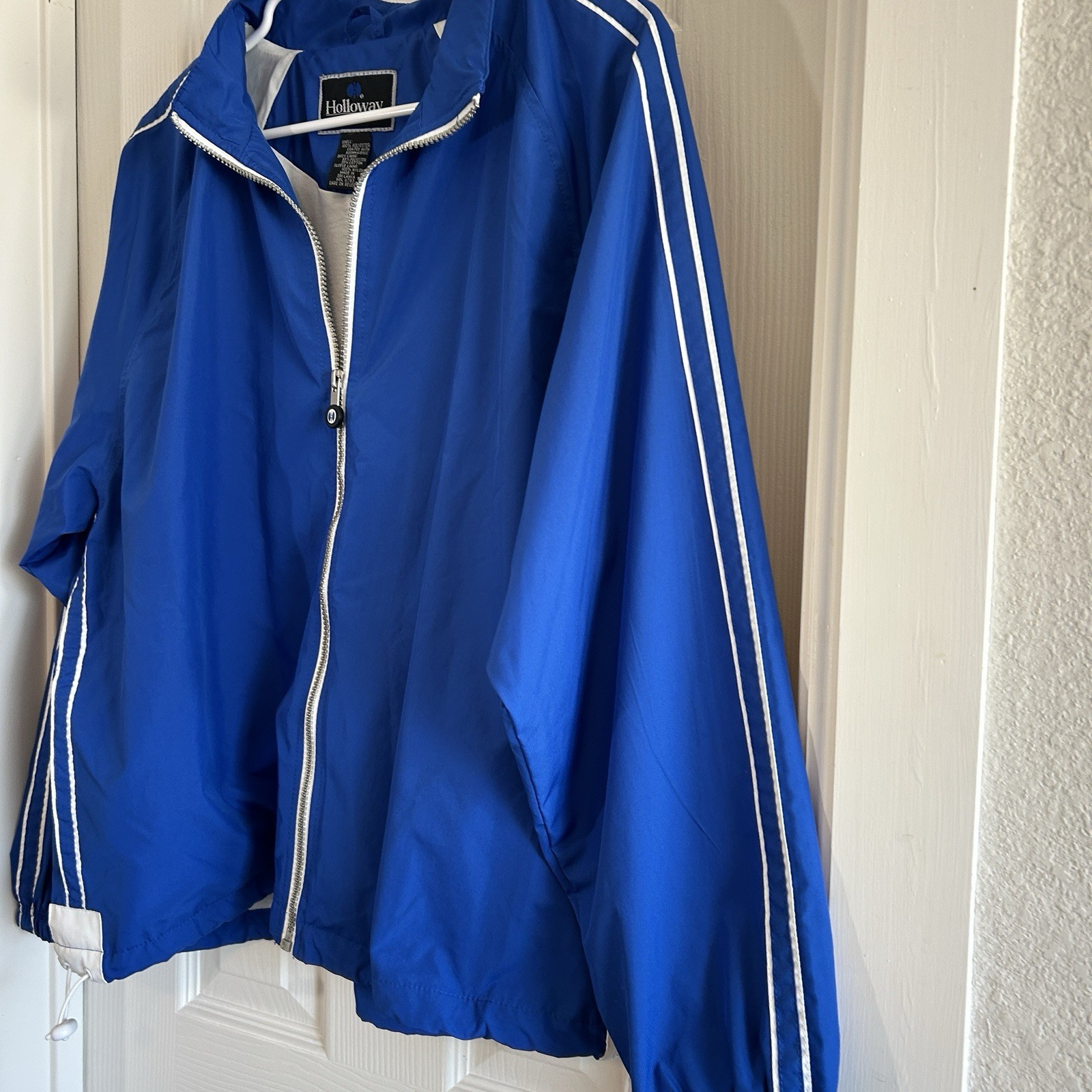 Vintage Holloway Royal Blue White Stripe Windbreaker Athletic Jacket Size L