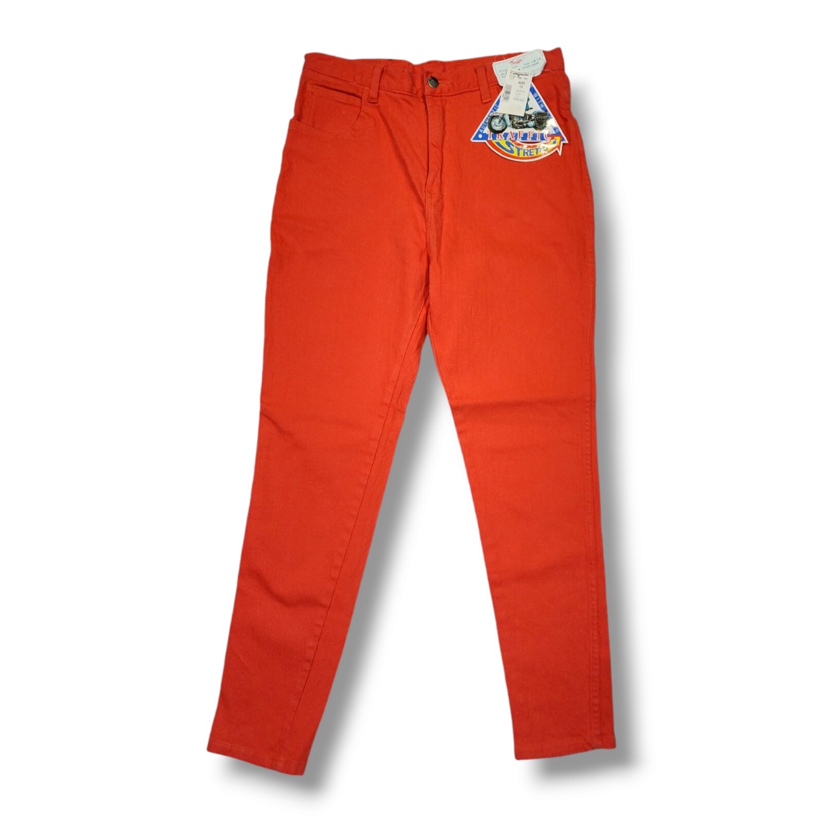 Vintage Traffic Orange Mom Stretch Skinny Jeans High Waist Women’s 13/14 30×29