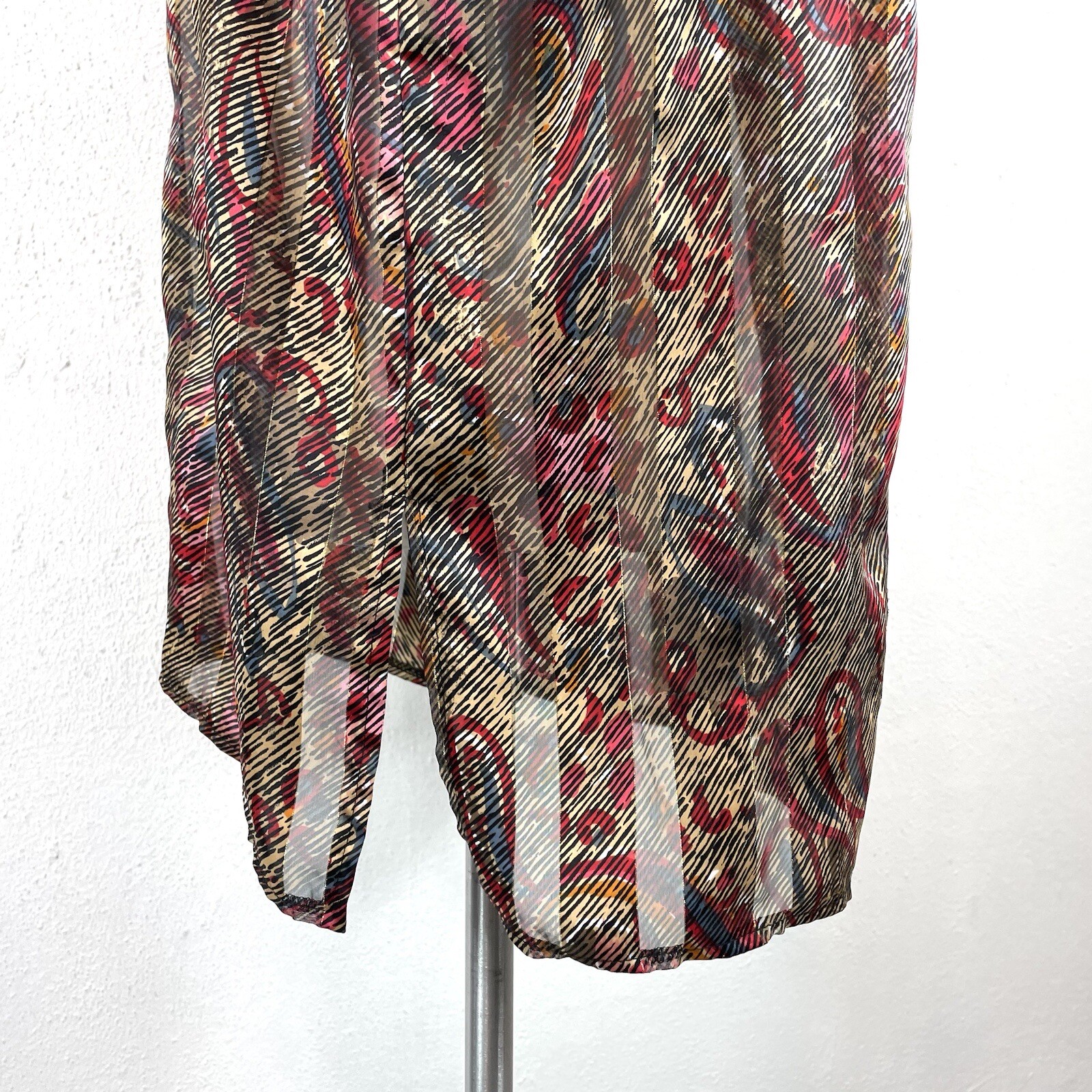 Vintage 80s Sheer Metallic Paisley Open Front Kimono Style Cardigan One Size