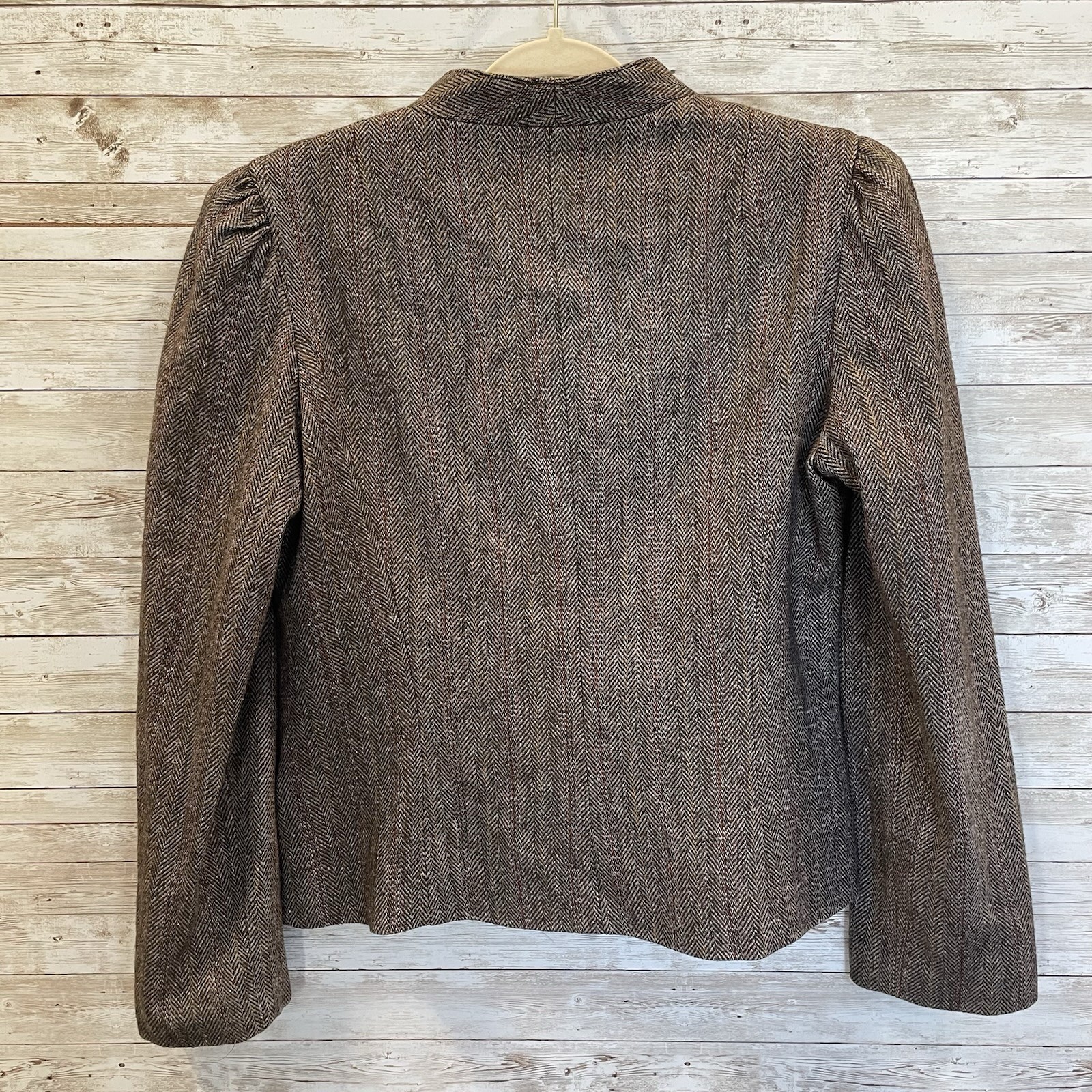 Vintage Peabody House Womens 13/14 Blazer Herringbone Brown Wool Blend Lined
