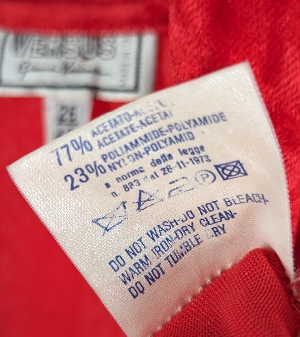 Gianni Versace Versus Vintage 90s Italy Cherry Red Stretchy Bodycon Velour 36″