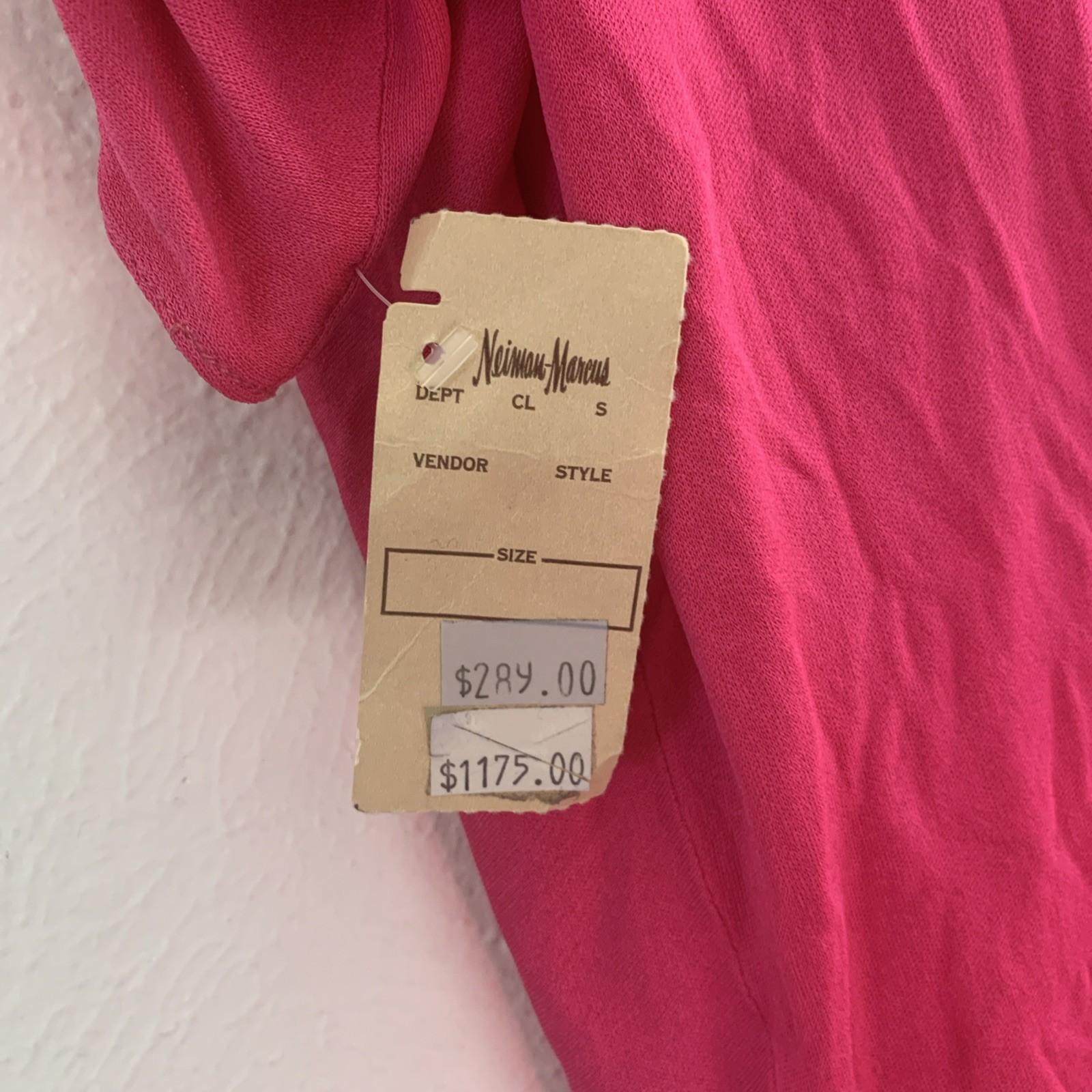 Holly Harp Neiman Marcus Hot Pink Cowl Neck Draped Tunic VTG Dress Medium