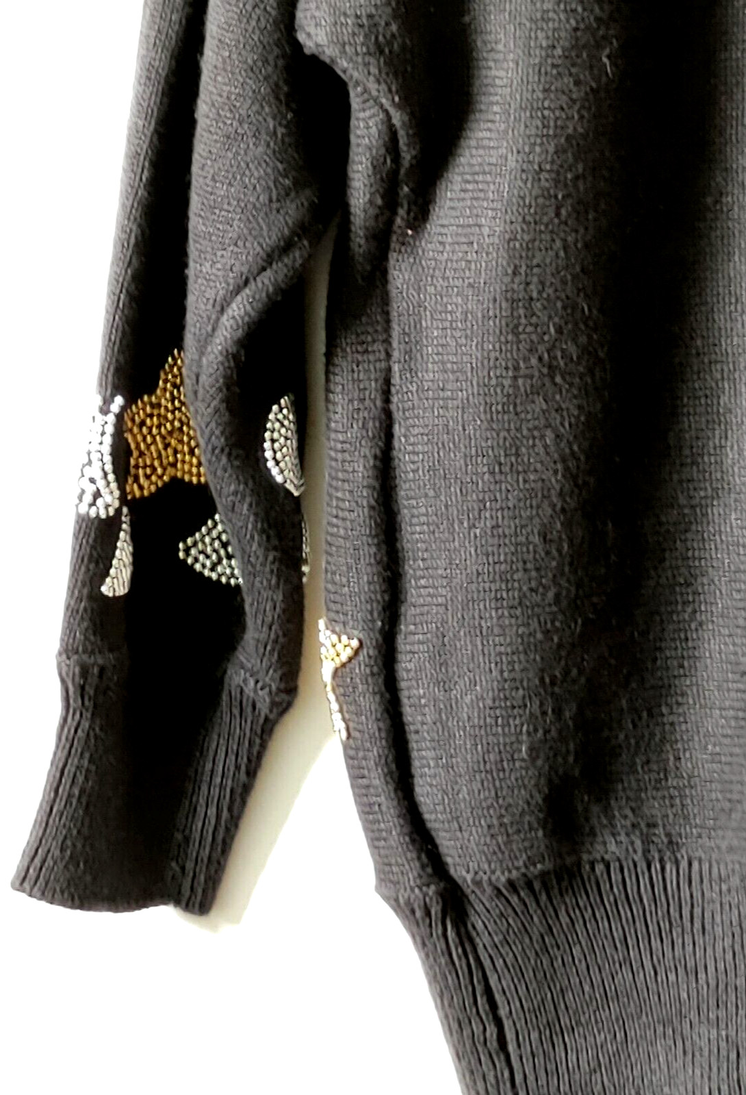 VTG EMINENT SWEATER „S” CREW NECK SCHOULDER PADS BEADED GOLD STARS SILVER MOON