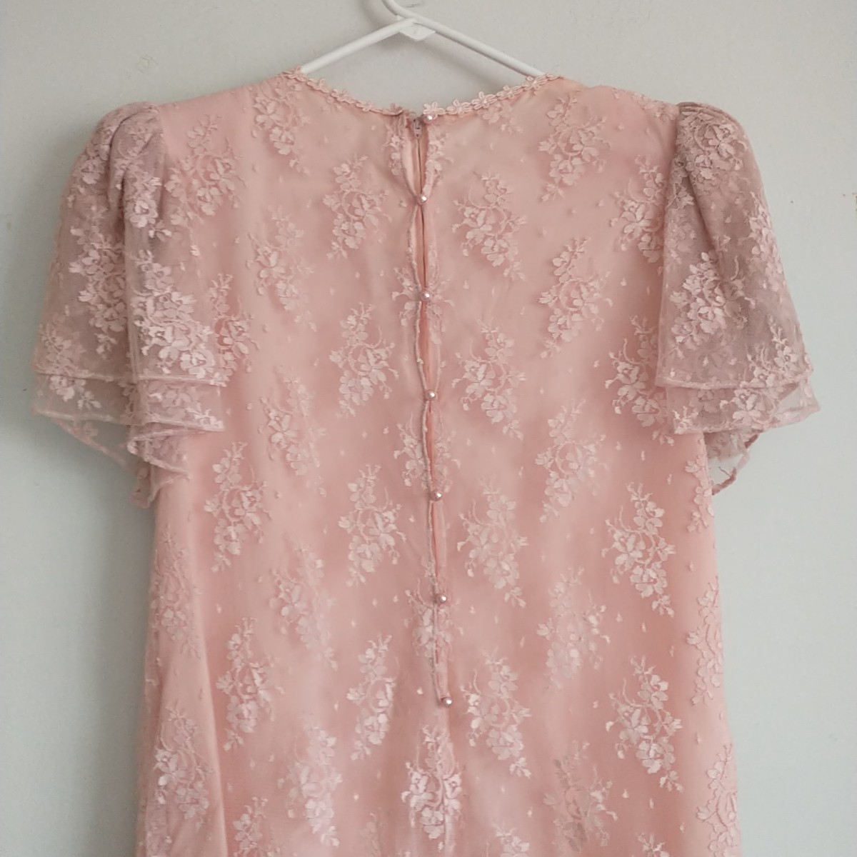 Vtg Barbara Chodos Michael Marcella Dress 12 Pink Floral Lace Bow Drop Waist