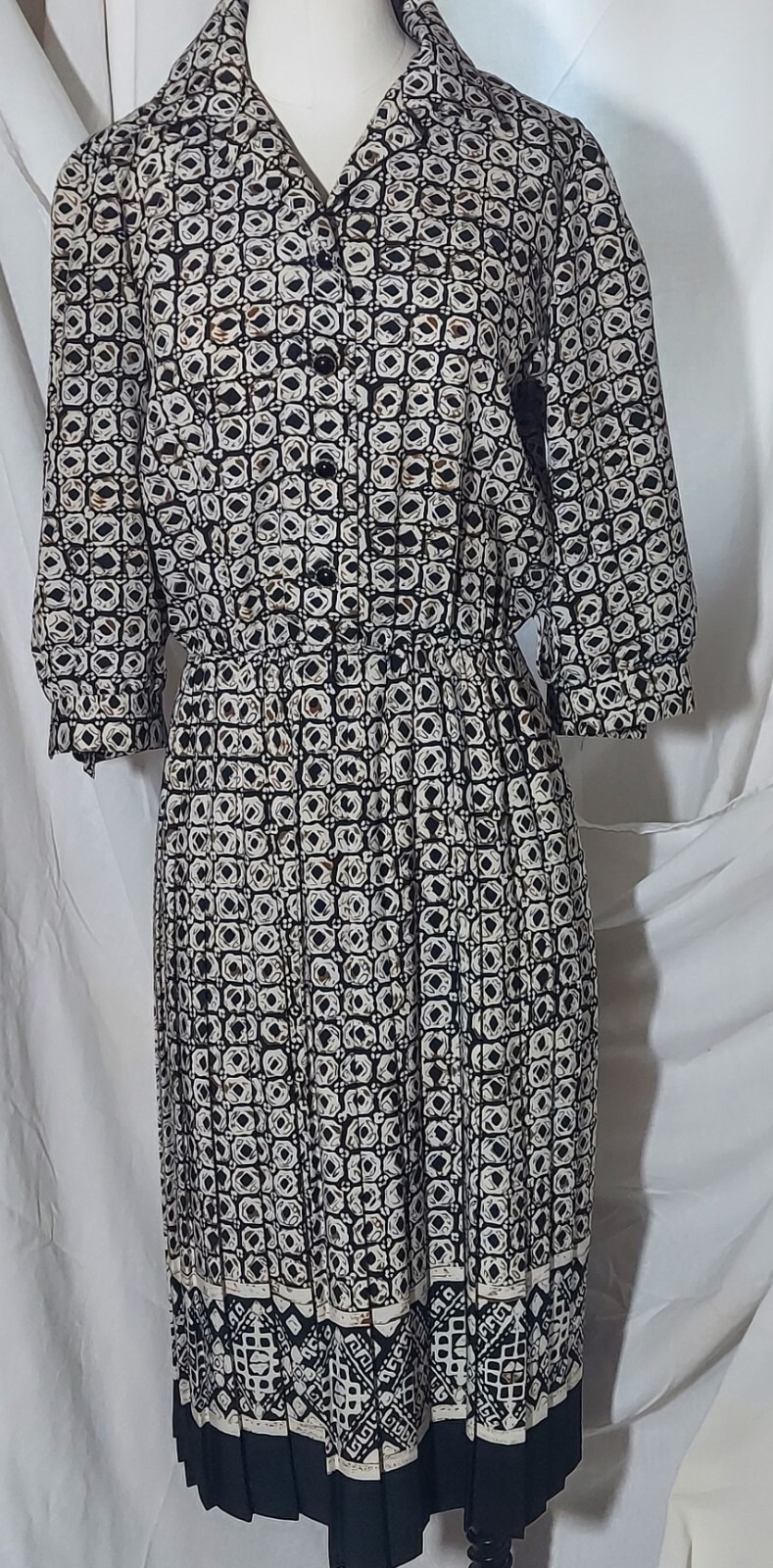 Vintage Sweetbriar Geometric Print Shirtwaist Dress Size 8P