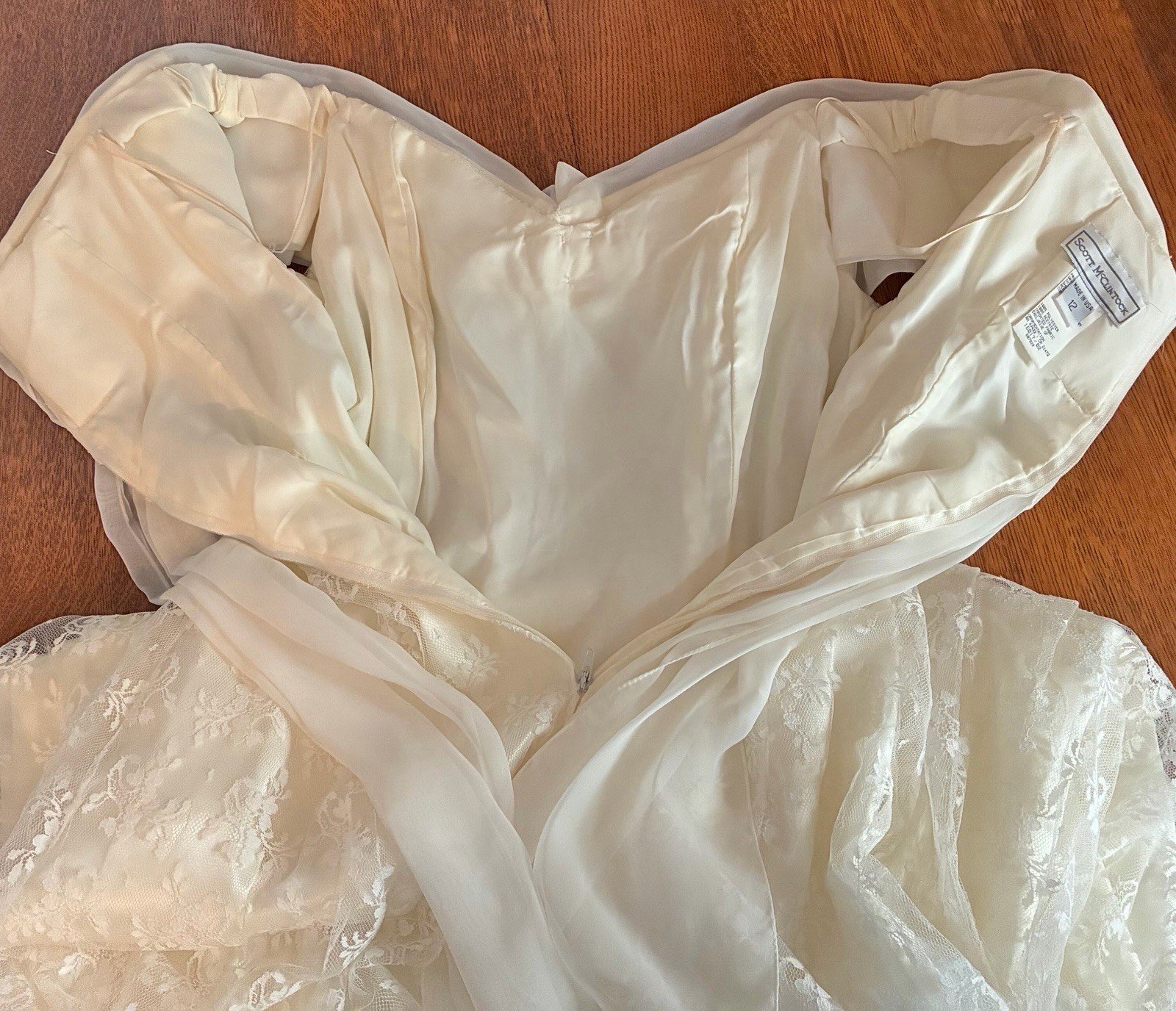 Vintage Scott McClintock Formal Wedding Dress Off Shoulder Lace Sz 12