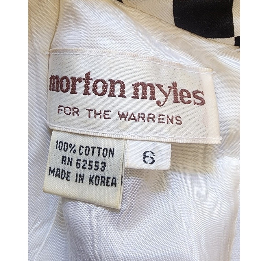 VTG 80s Morton Myles Dress Mod Black White Checkerboard Sequins Sleeveless S