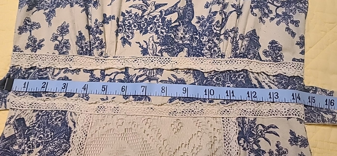 Gunne Sax Jessica Mcclintock Toile De Jouy Prarie Dress Vtg 70s Sz 9 Blue Cream