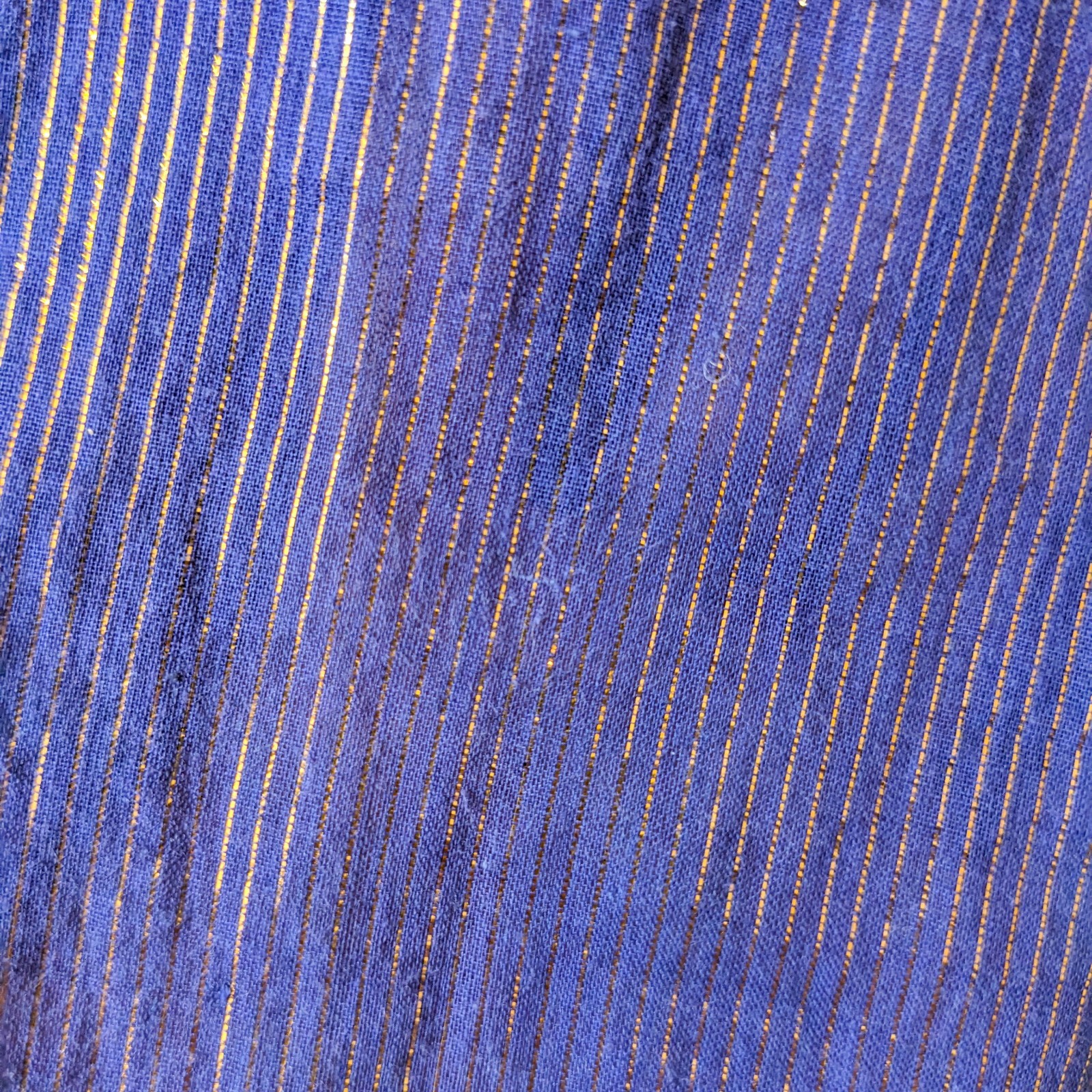 VTG 80s Metallic Gold Stripe Cotton Voile Blouse 14/L Purple Button Up Top India