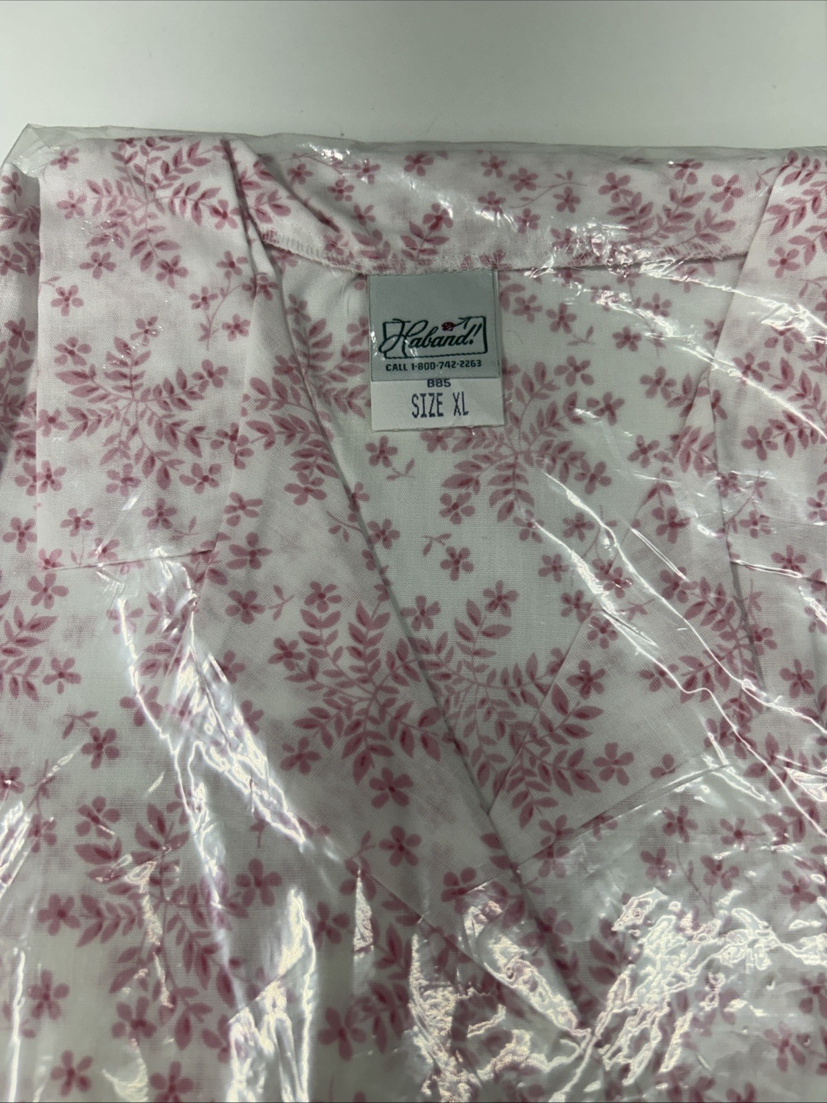 Vintage Haband Women’s Pink White Floral Button Up Light Weight Shirt Xl